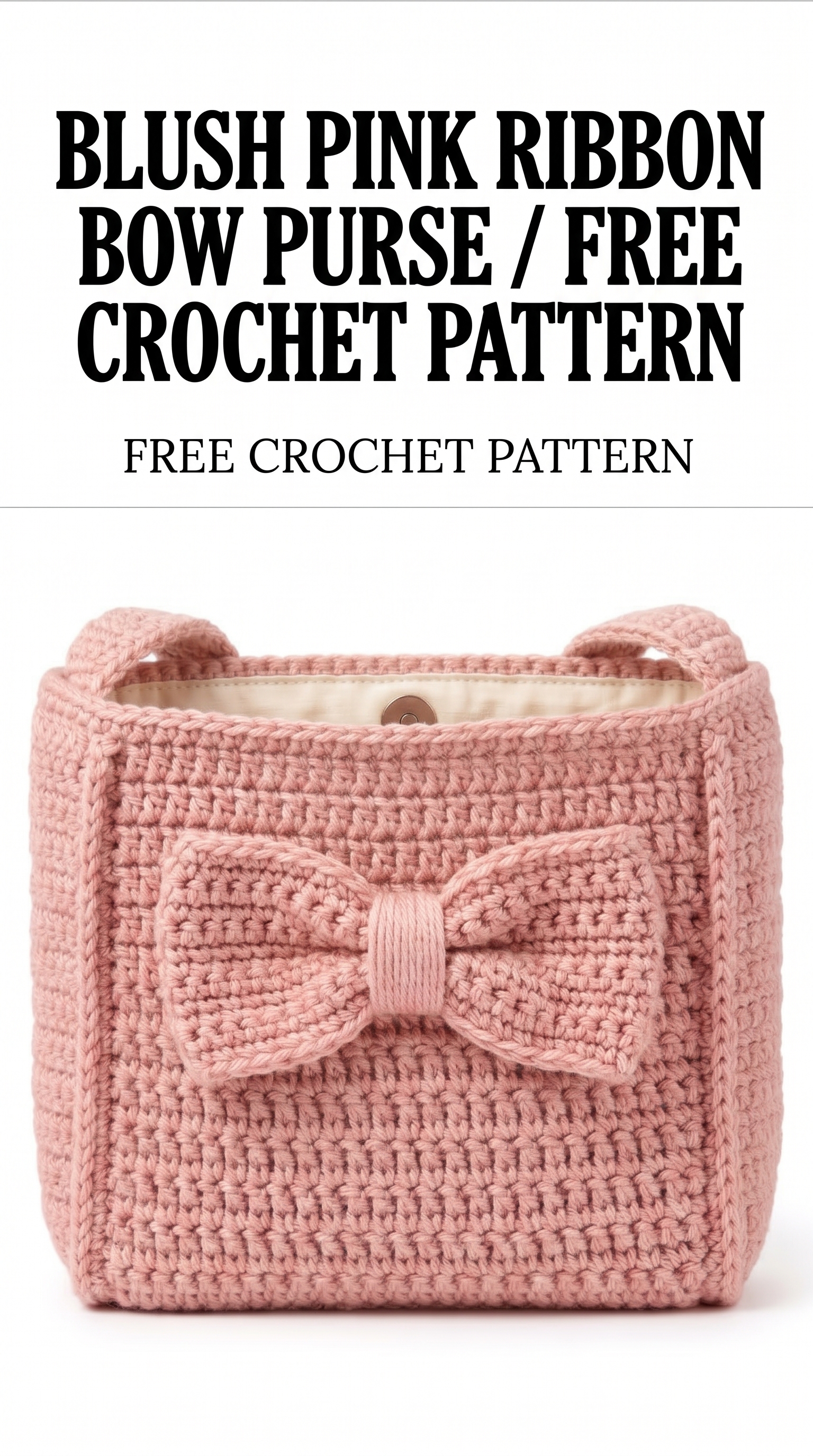 Blush Pink Ribbon Bow Purse Free Crochet Pattern