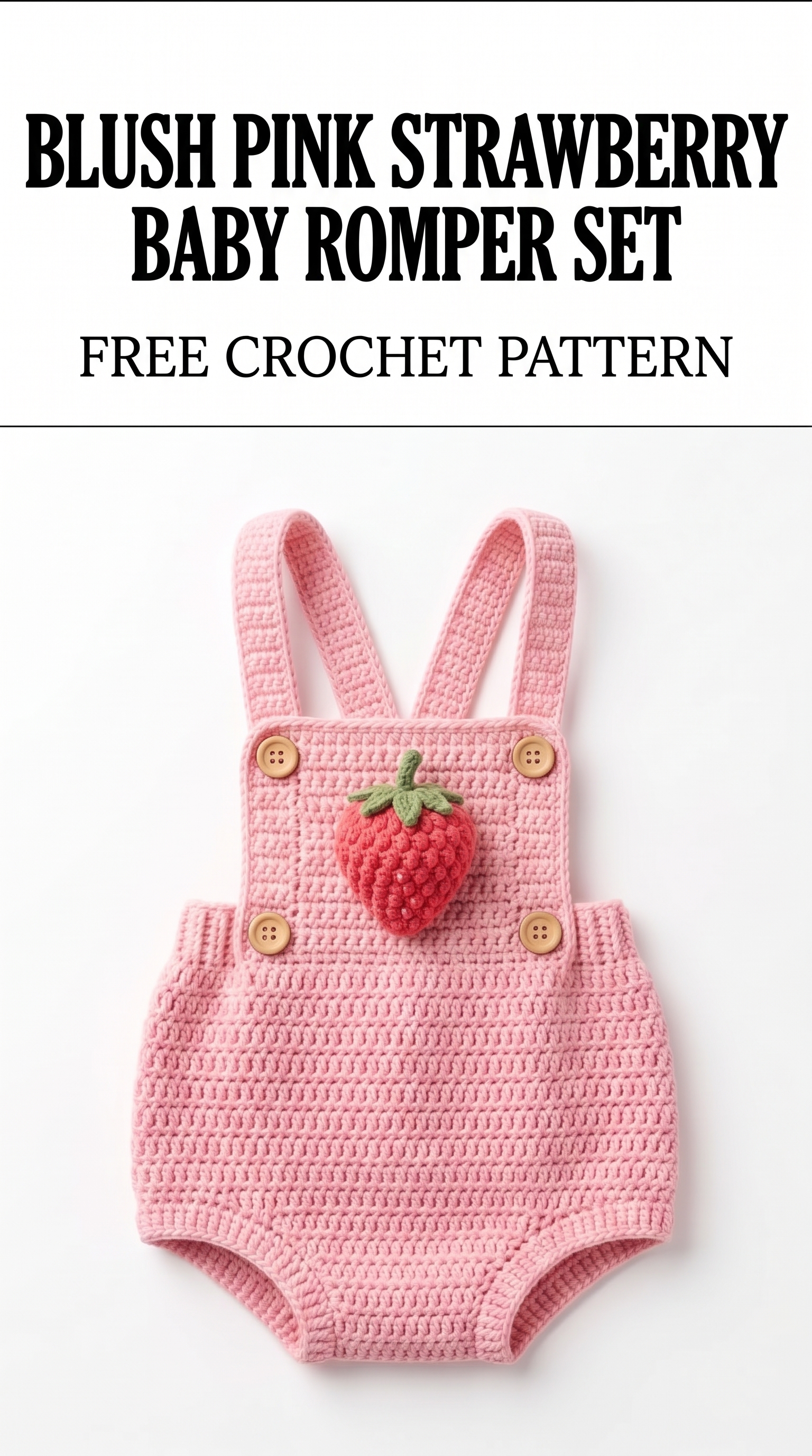 Blush Pink Strawberry Baby Romper Set Free Crochet Pattern
