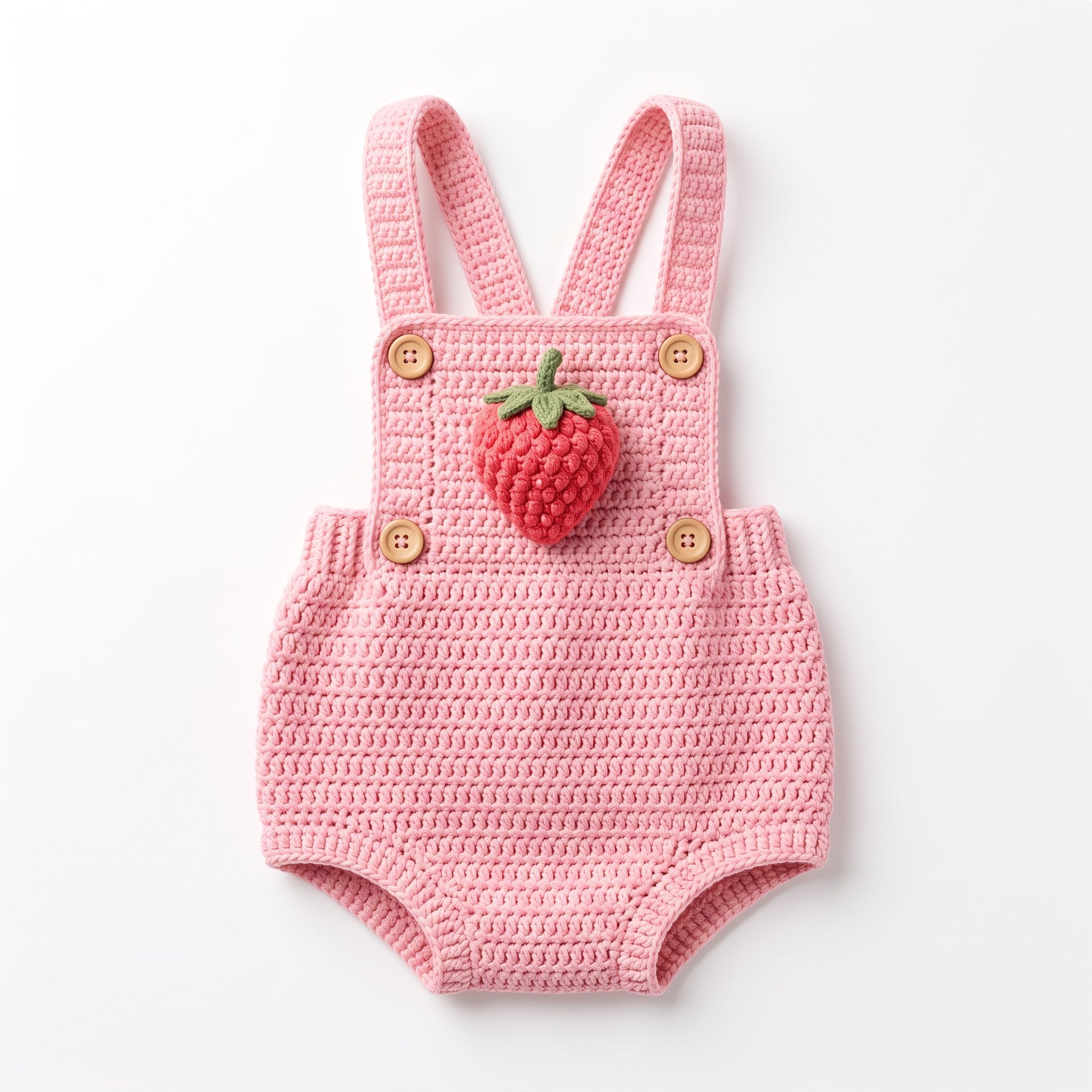 Blush Pink Strawberry Baby Romper Set Free Crochet Pattern