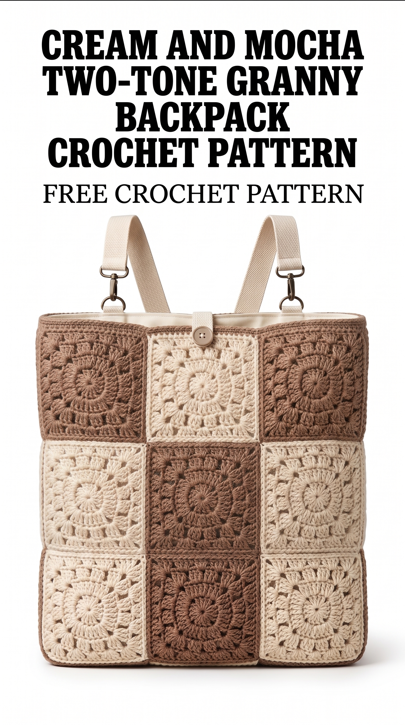 Cream and Mocha Two-Tone Granny Backpack Crochet Pattern