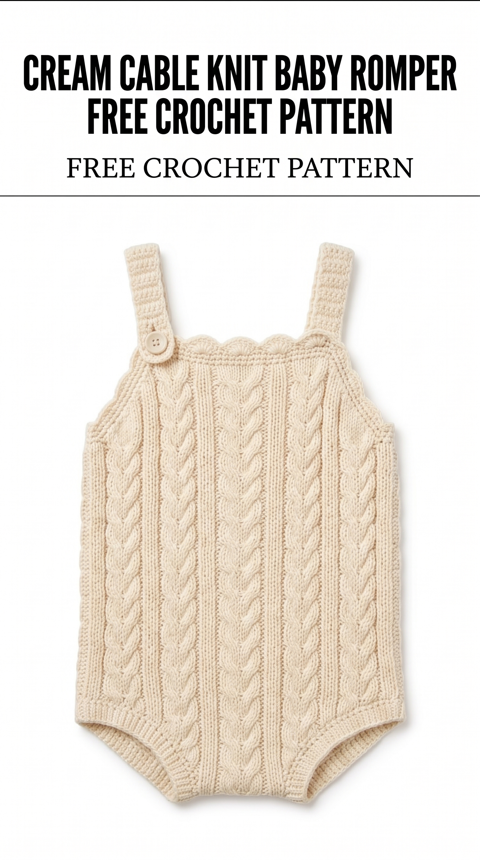 Cream Cable Knit Baby Romper Free Crochet Pattern