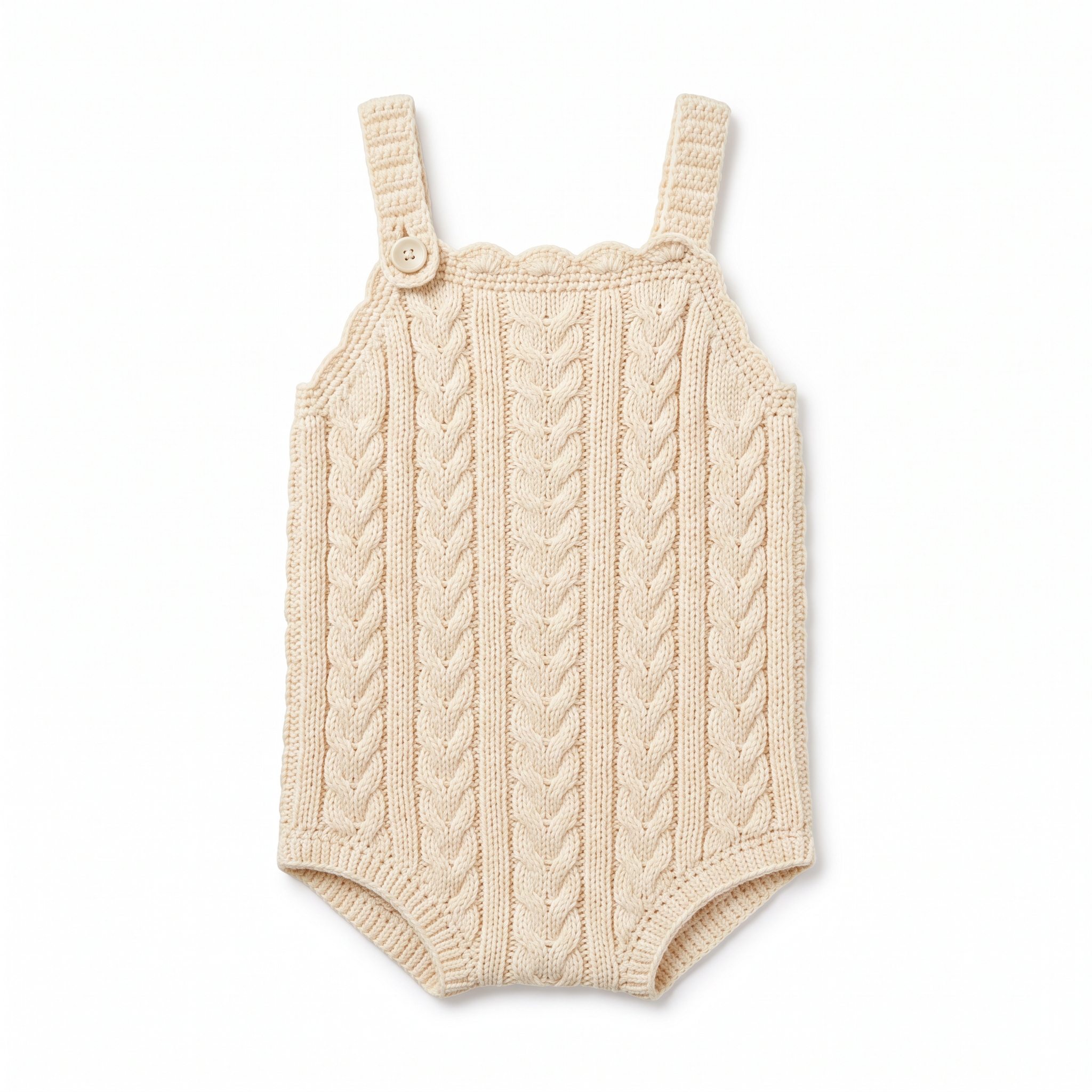 Cream Cable Knit Baby Romper Free Crochet Pattern