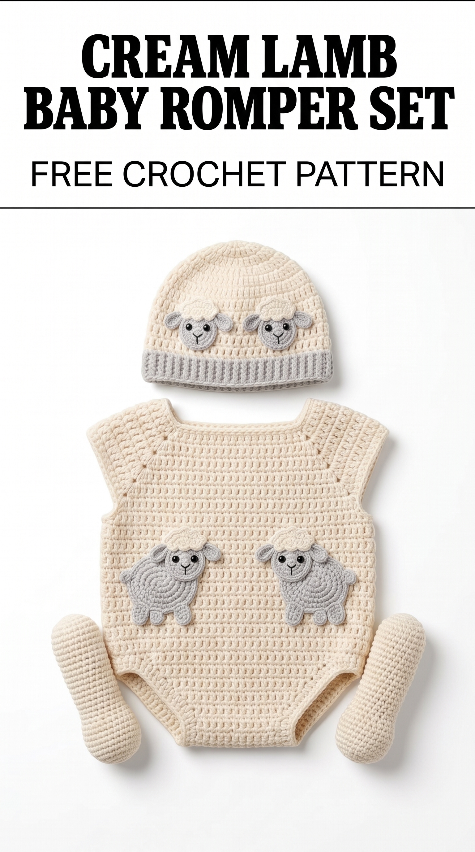 Cream Lamb Baby Romper Set Free Crochet Pattern