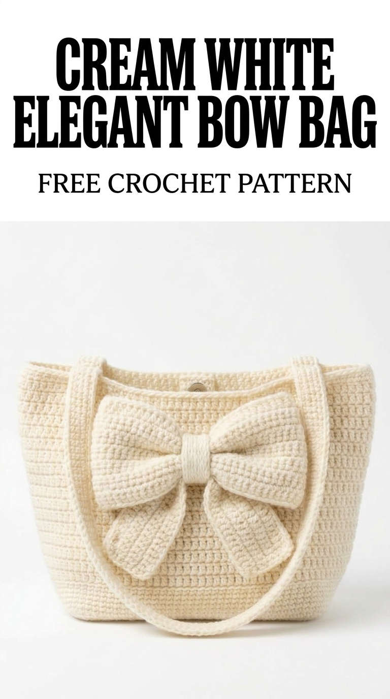 Cream White Elegant Bow Bag Free Crochet Pattern