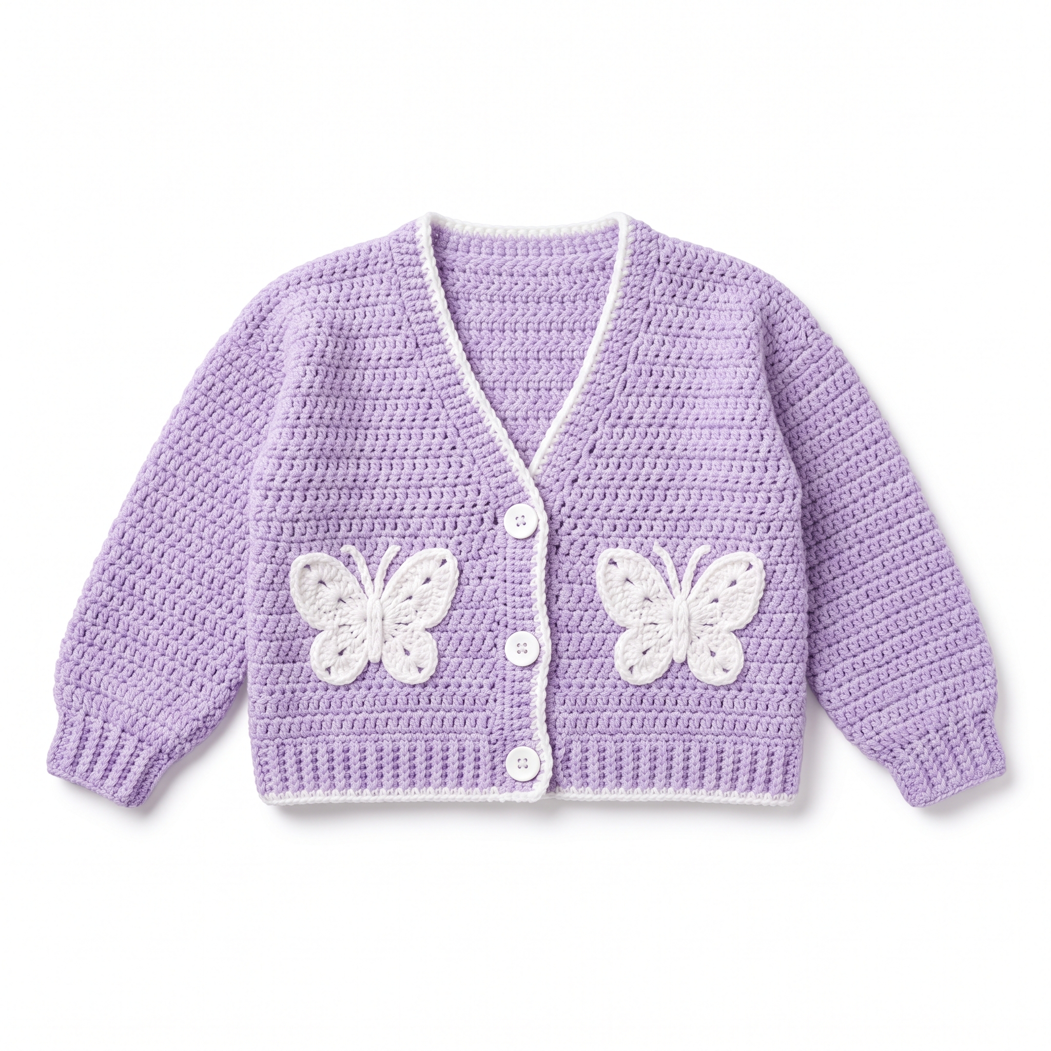 Lavender Butterfly Baby Cardigan Free Crochet Pattern