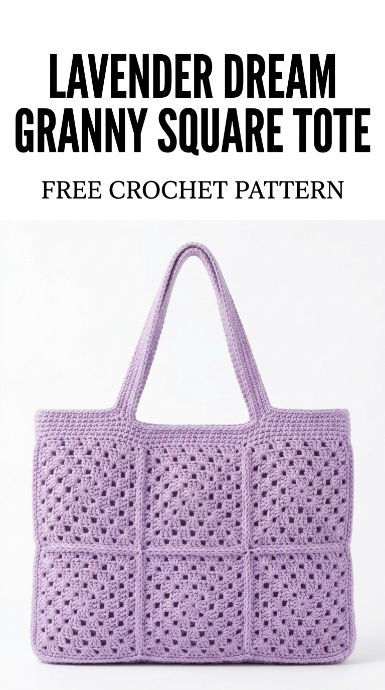 Lavender Dream Granny Square Tote Free Crochet Pattern