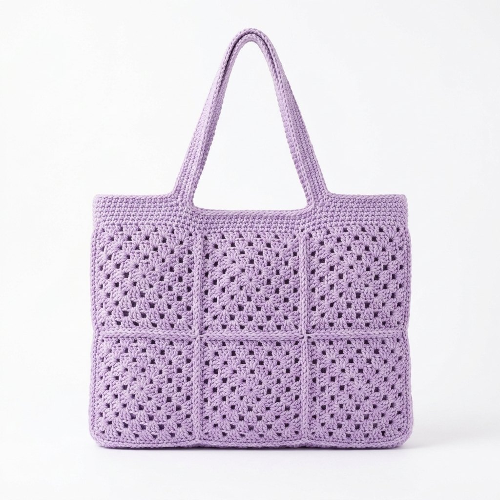 Lavender Dream Granny Square Tote Free Crochet Pattern