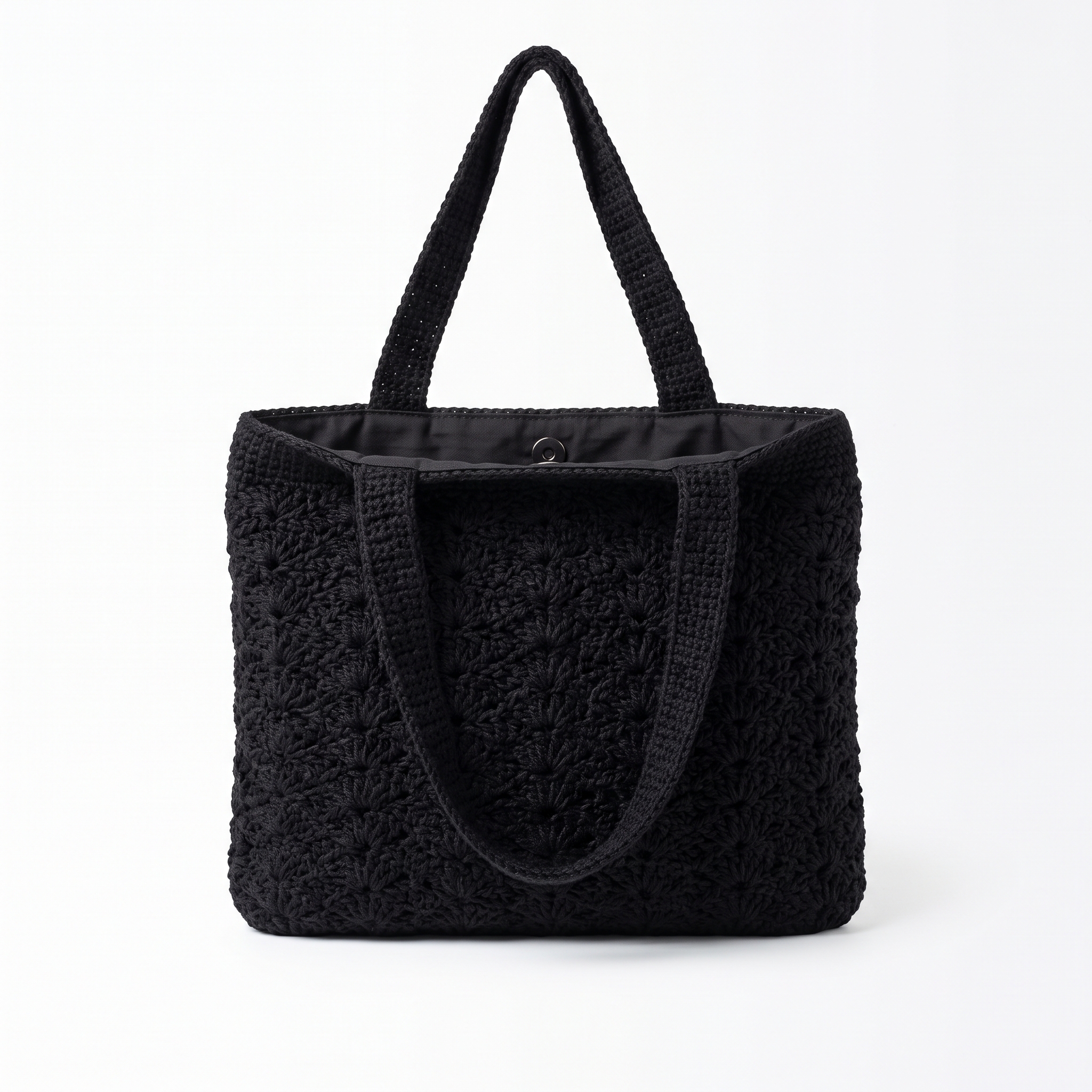 Midnight Black Boho Shell Bag Free Crochet Pattern