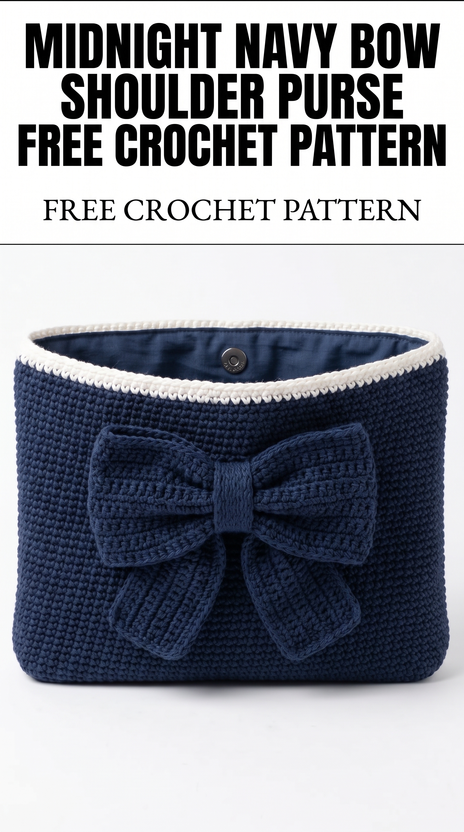 Midnight Navy Bow Shoulder Purse Free Crochet Pattern