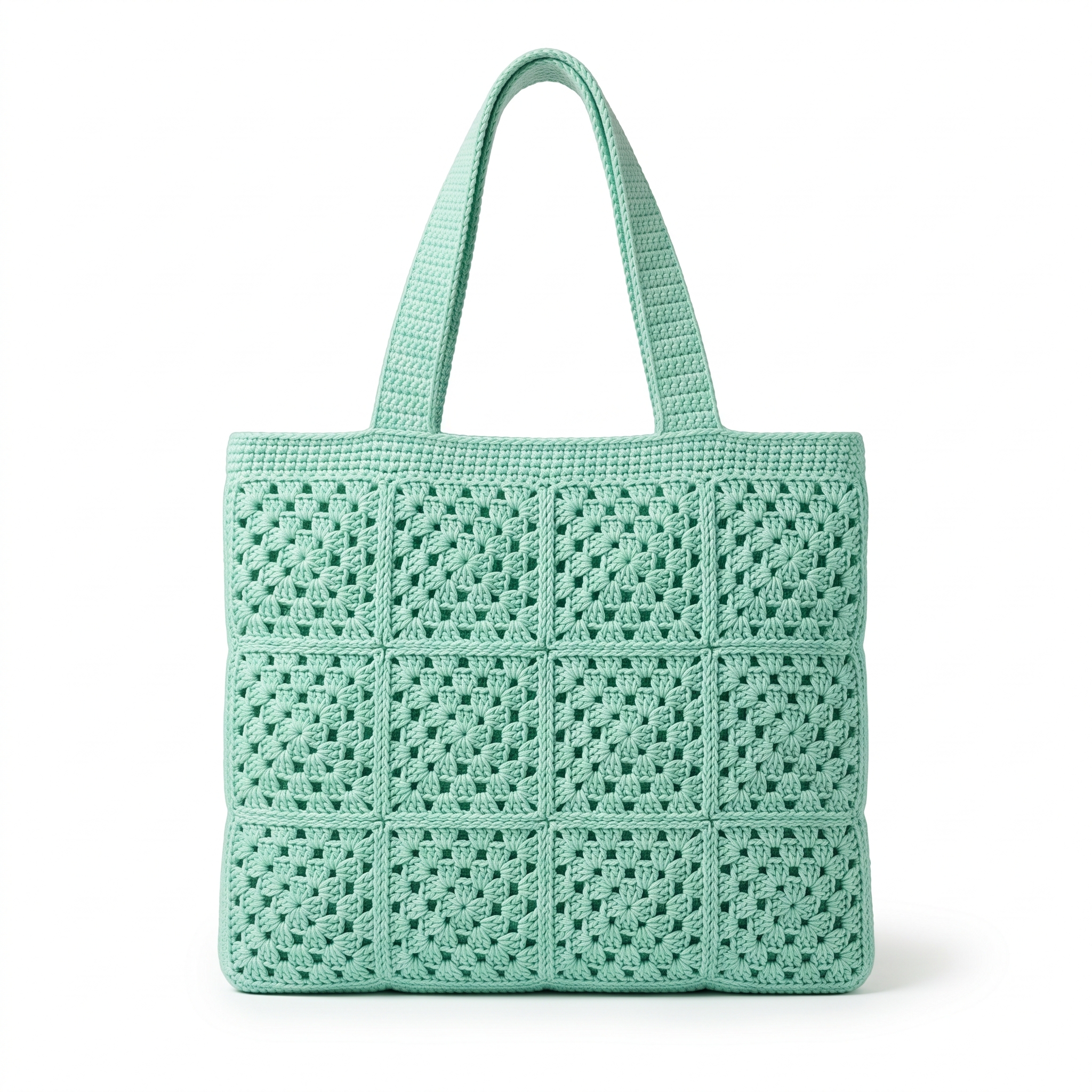 Mint Meadow Granny Square Tote Free Crochet Pattern