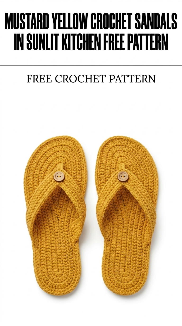 Mustard Yellow Crochet Sandals in Sunlit Kitchen Free Pattern