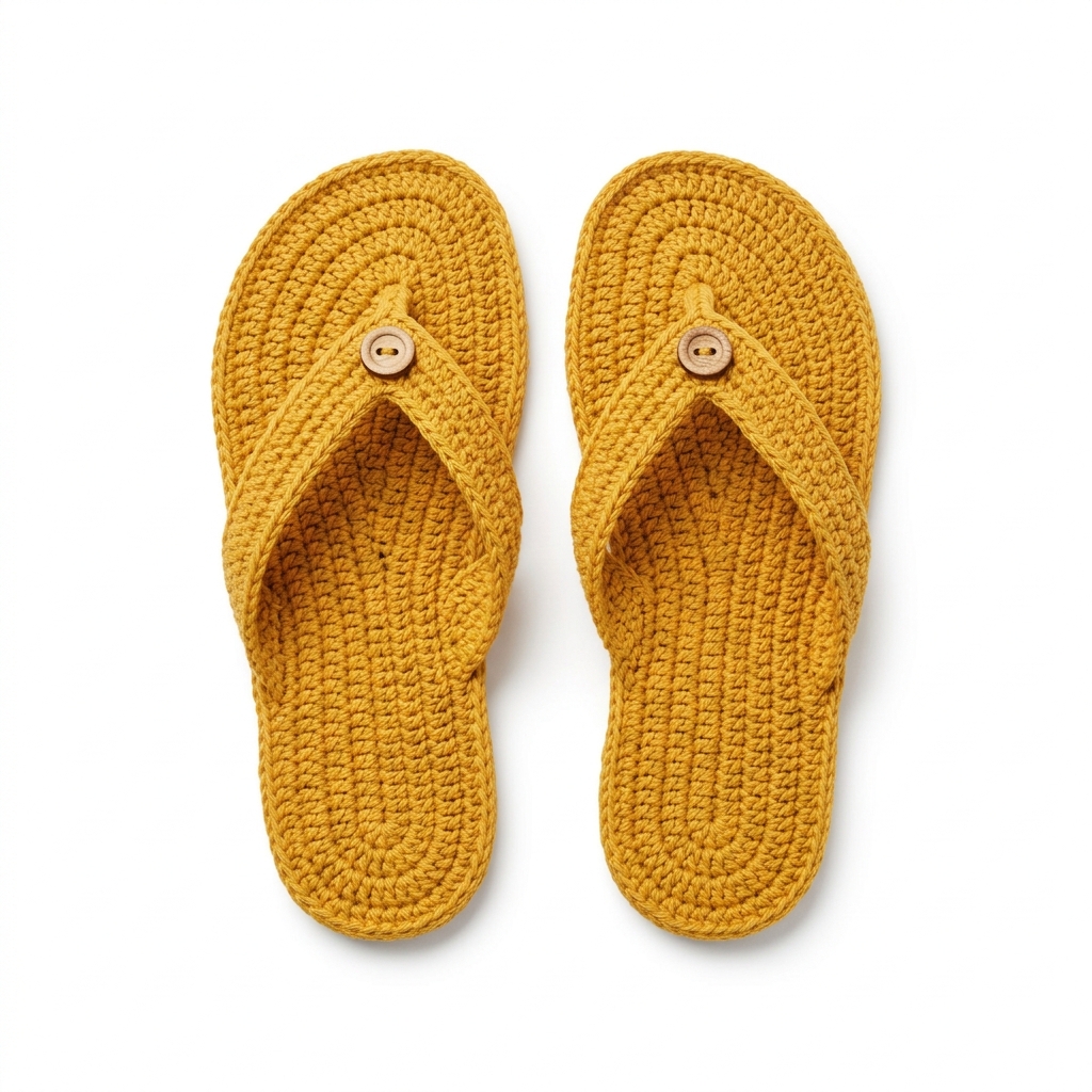 Mustard Yellow Crochet Sandals in Sunlit Kitchen Free Pattern