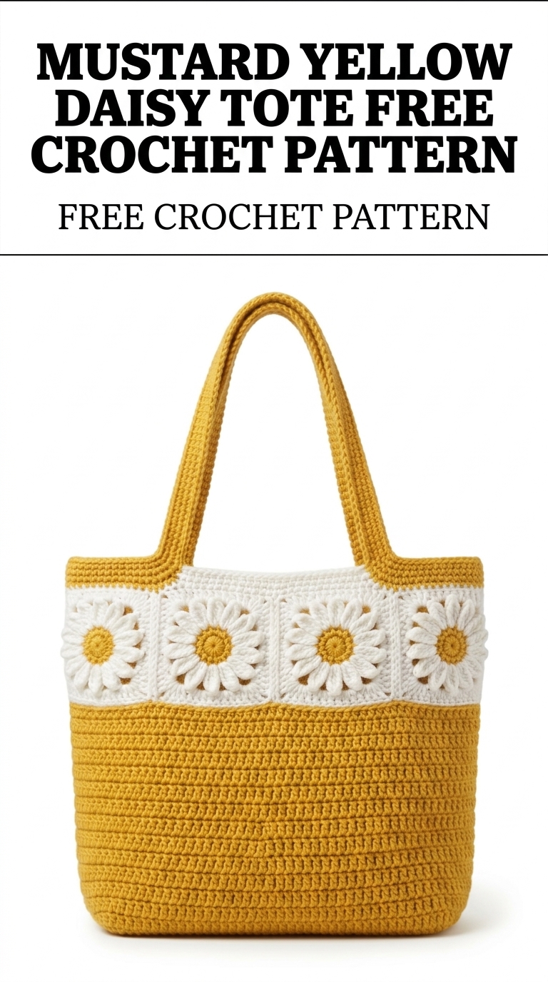 Mustard Yellow Daisy Tote Free Crochet Pattern