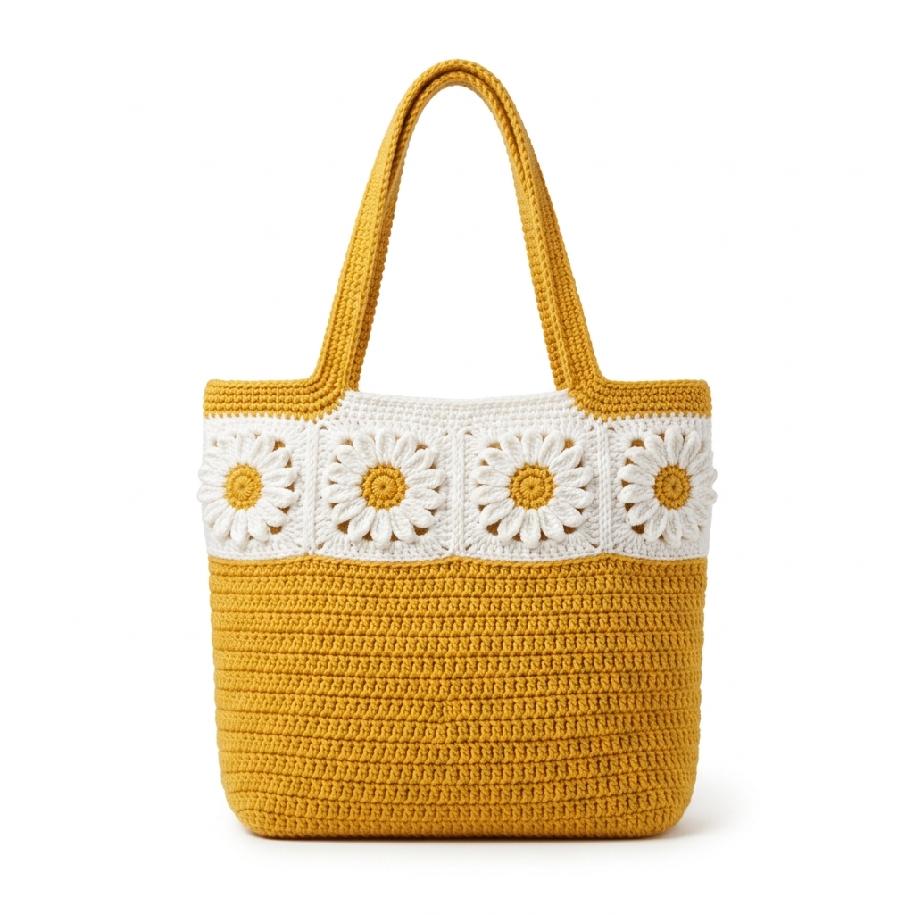 Mustard Yellow Daisy Tote Free Crochet Pattern