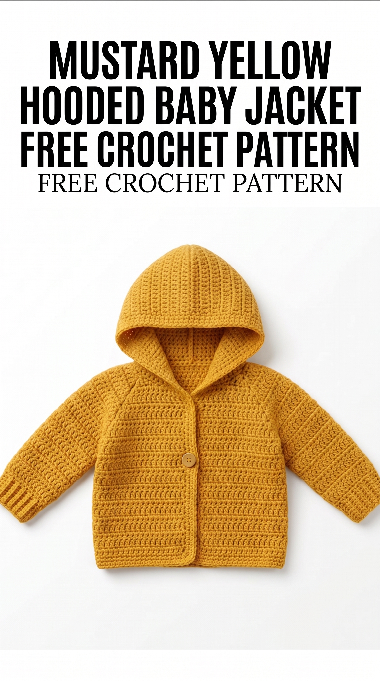 Mustard Yellow Hooded Baby Jacket Free Crochet Pattern