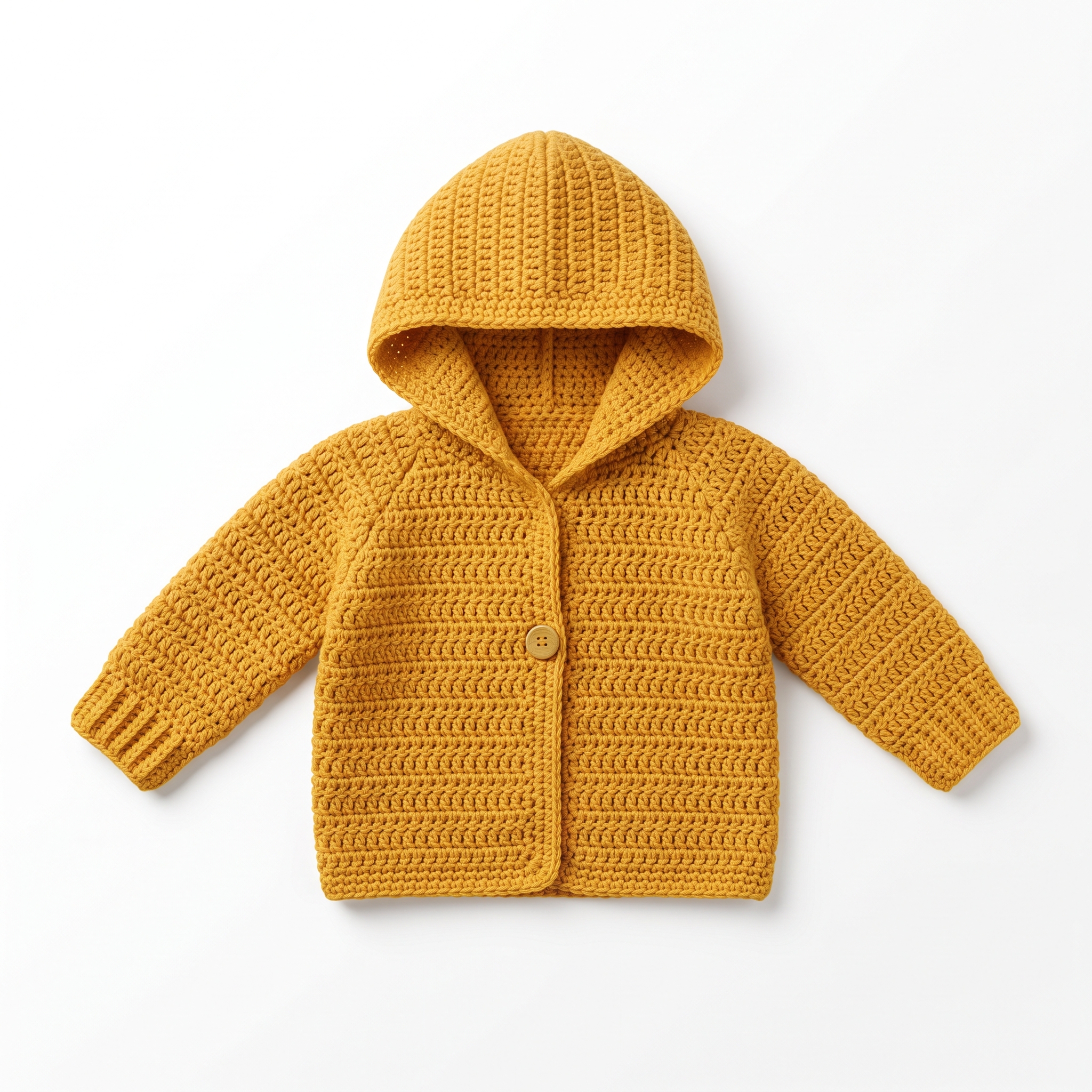 Mustard Yellow Hooded Baby Jacket Free Crochet Pattern