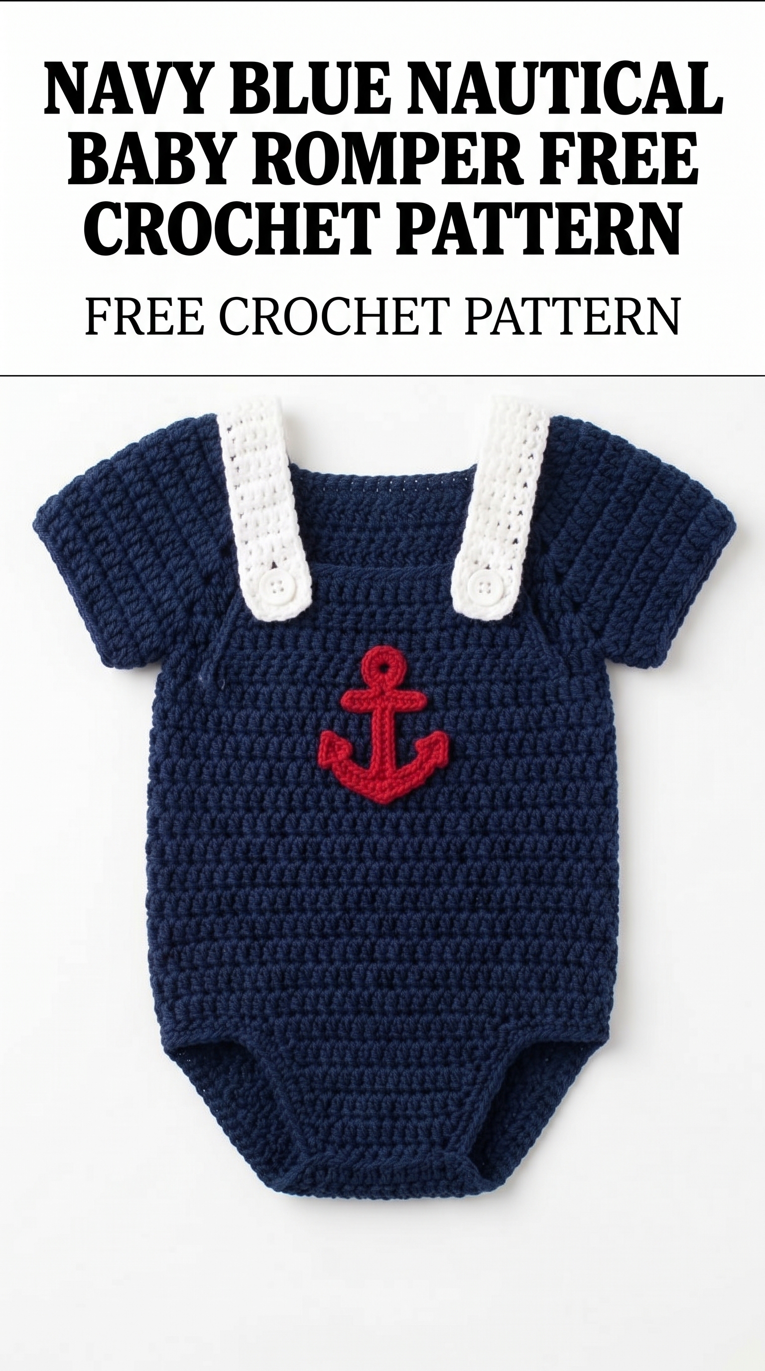 Navy Blue Nautical Baby Romper Free Crochet Pattern