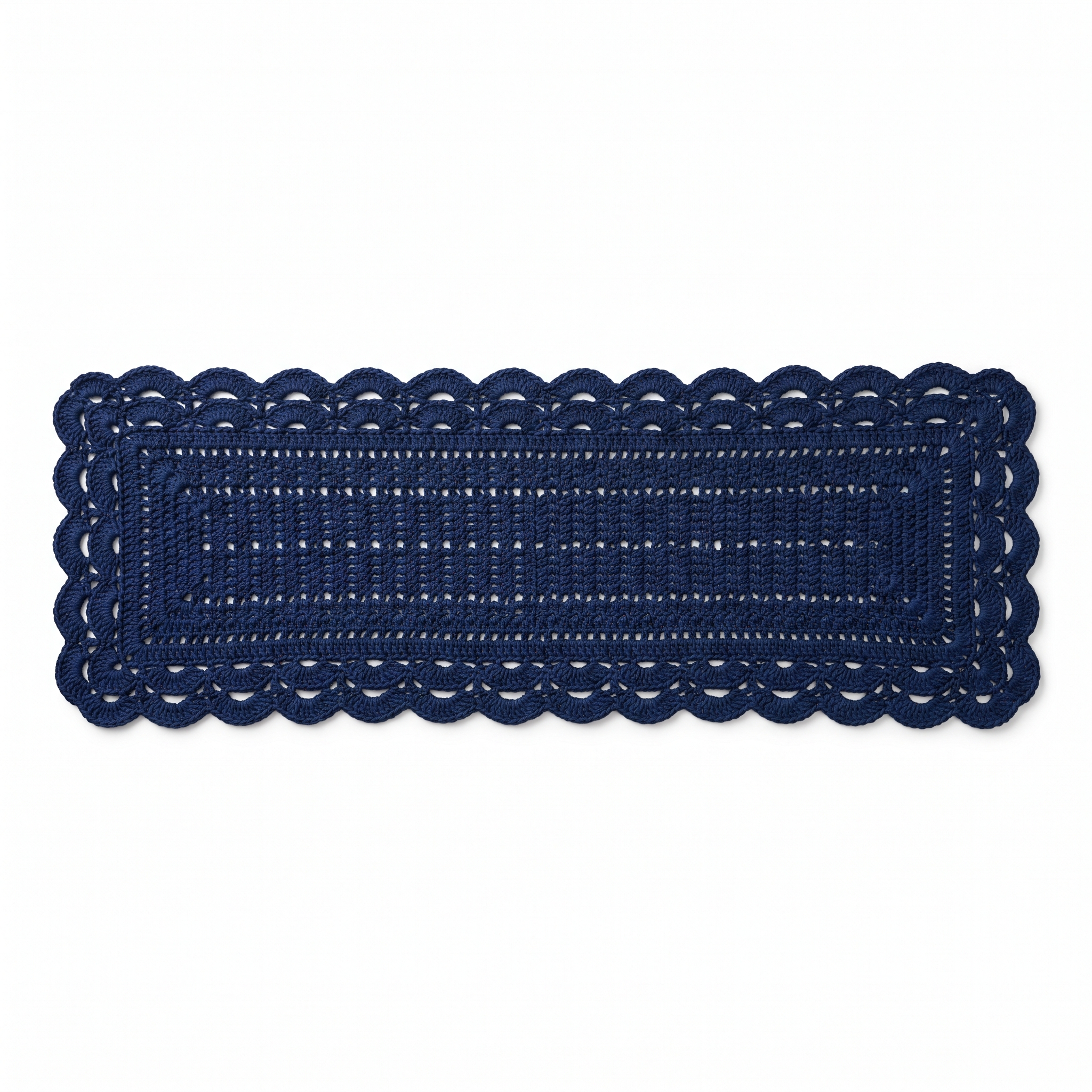 Navy Blue Ocean Wave Border Table Runner Free Crochet Pattern