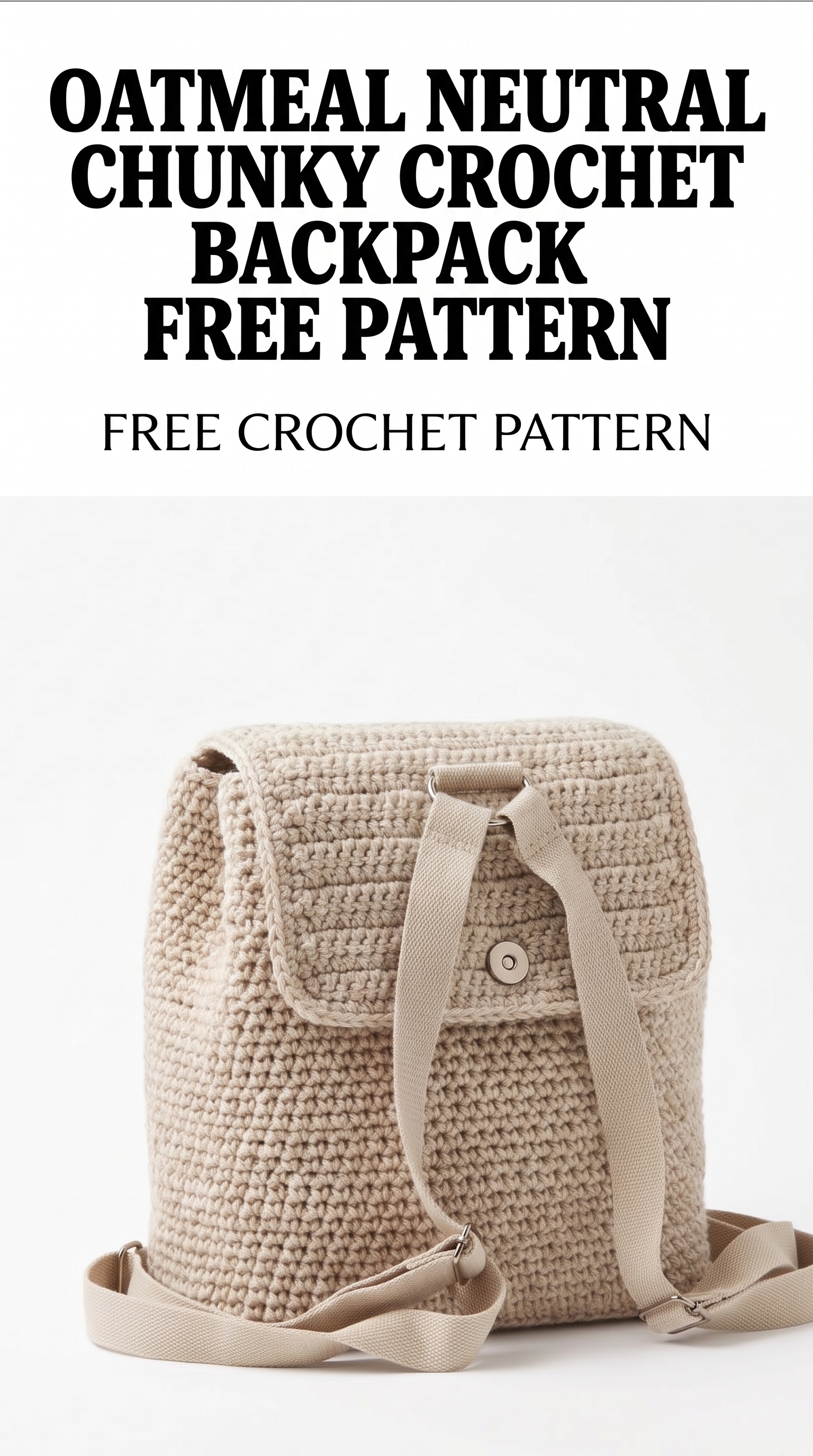 Oatmeal Neutral Chunky Crochet Backpack Free Pattern