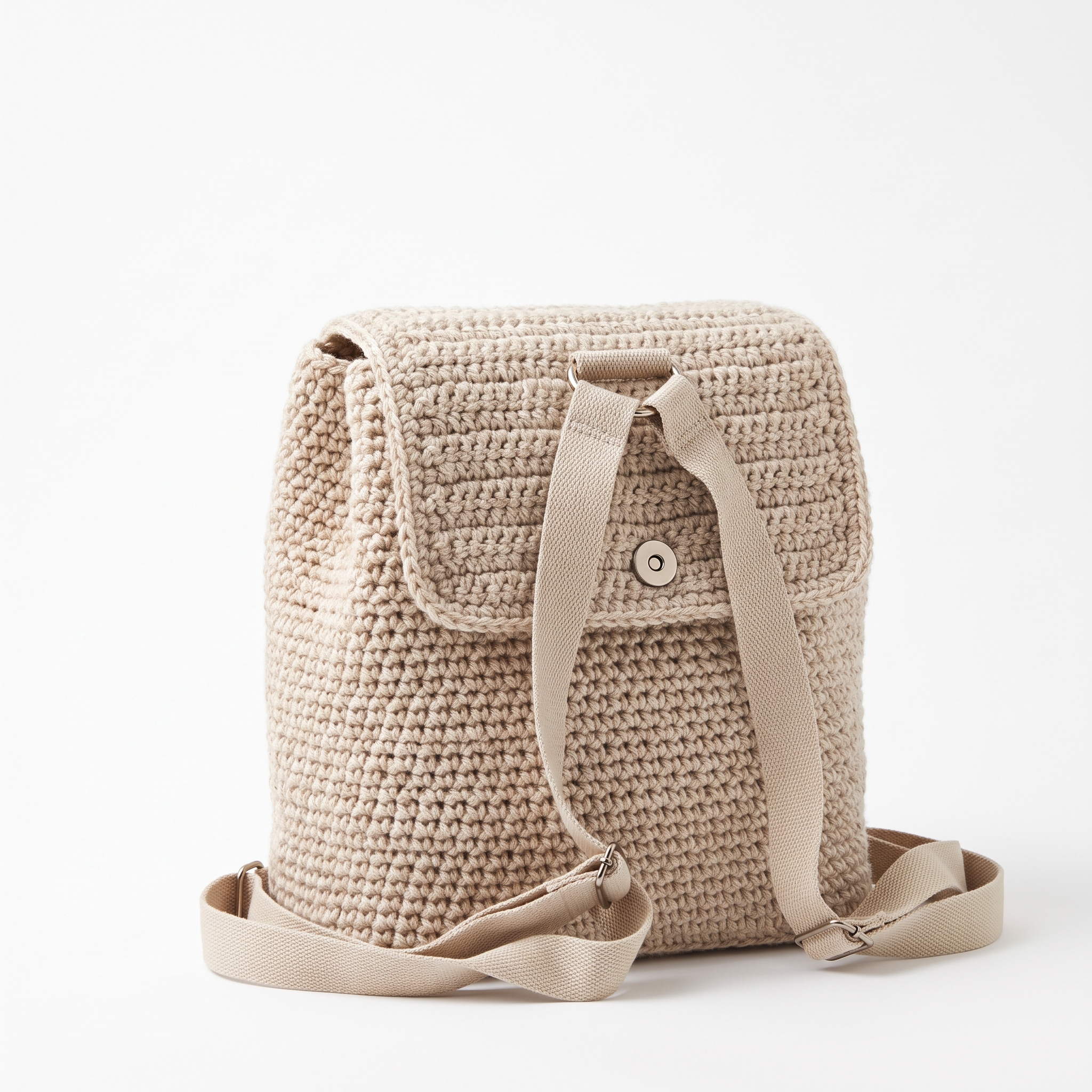 Oatmeal Neutral Chunky Crochet Backpack Free Pattern