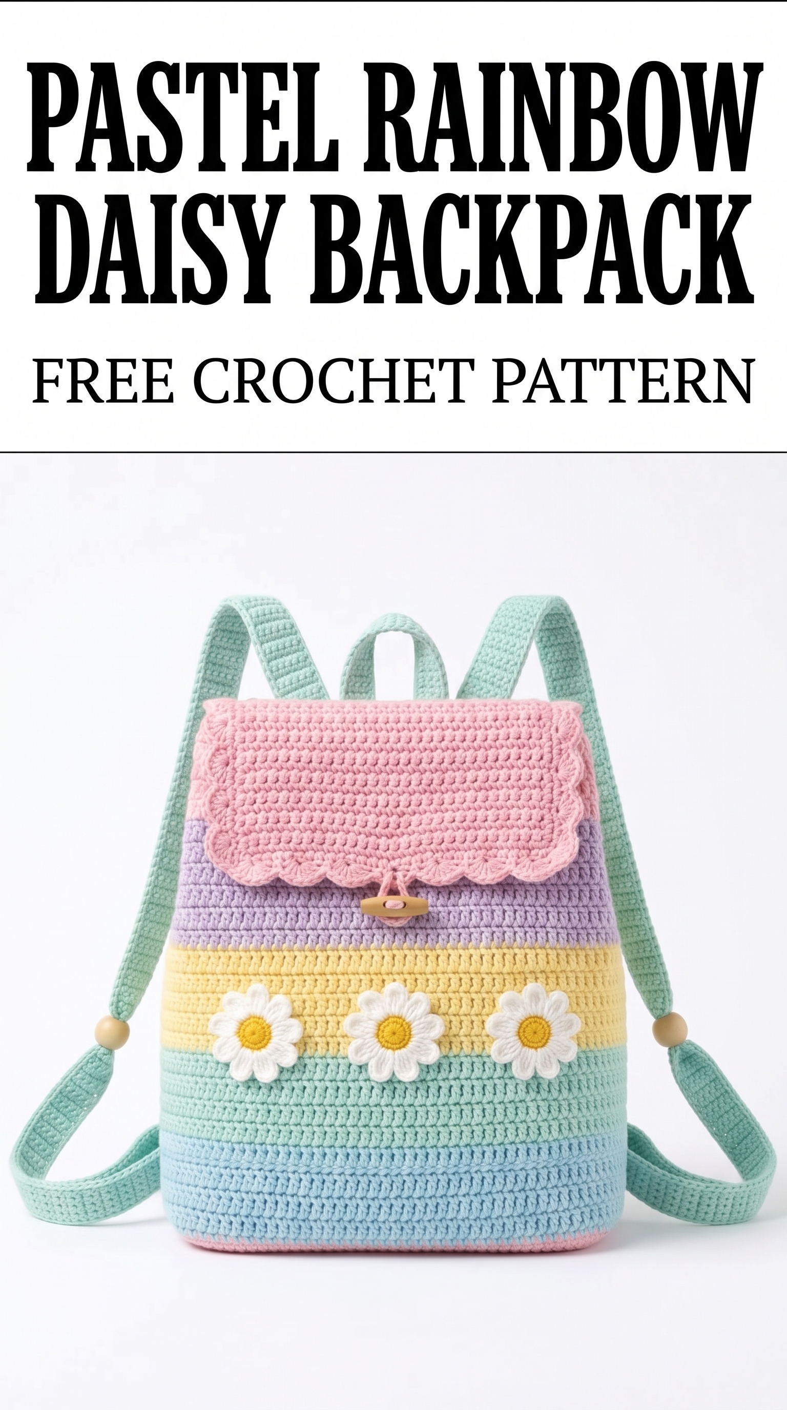 Pastel Rainbow Daisy Backpack Free Crochet Pattern