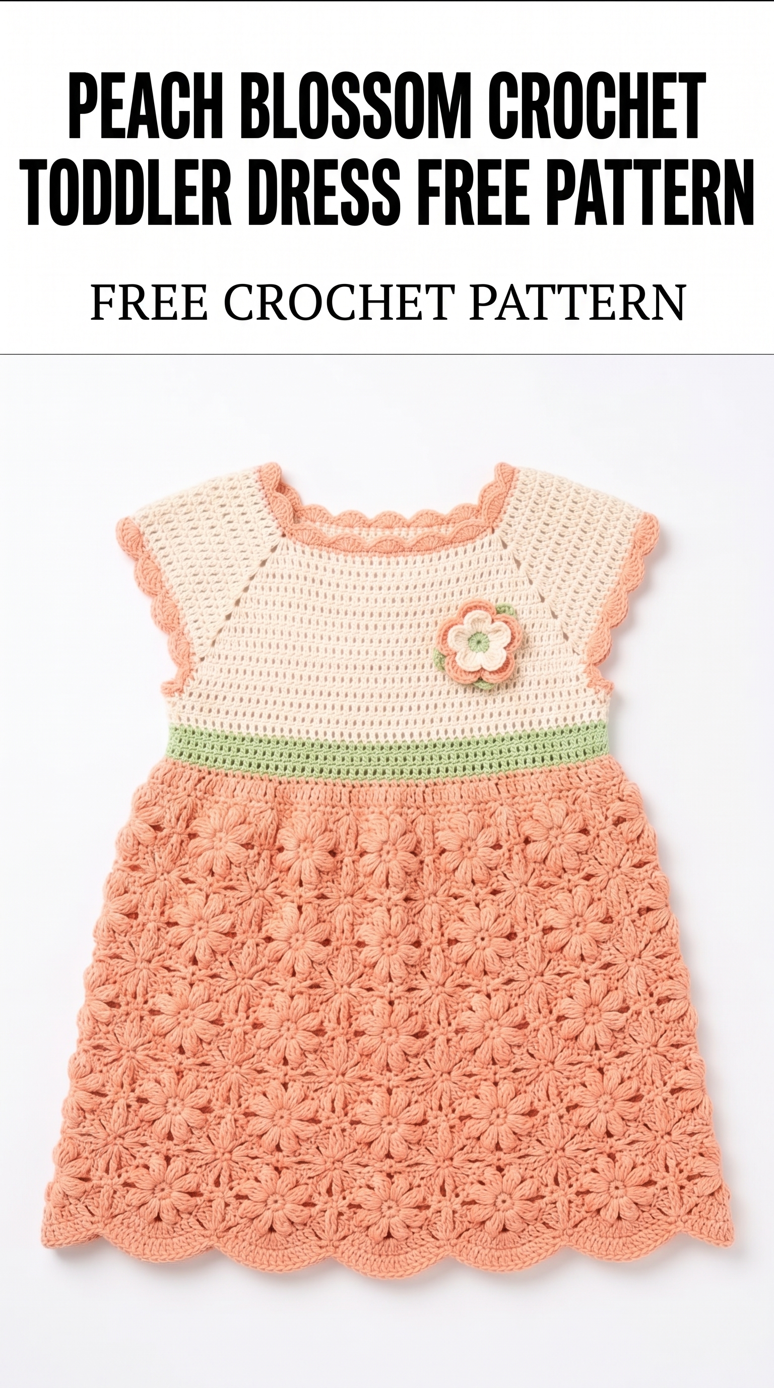 Peach Blossom Crochet Toddler Dress Free Pattern