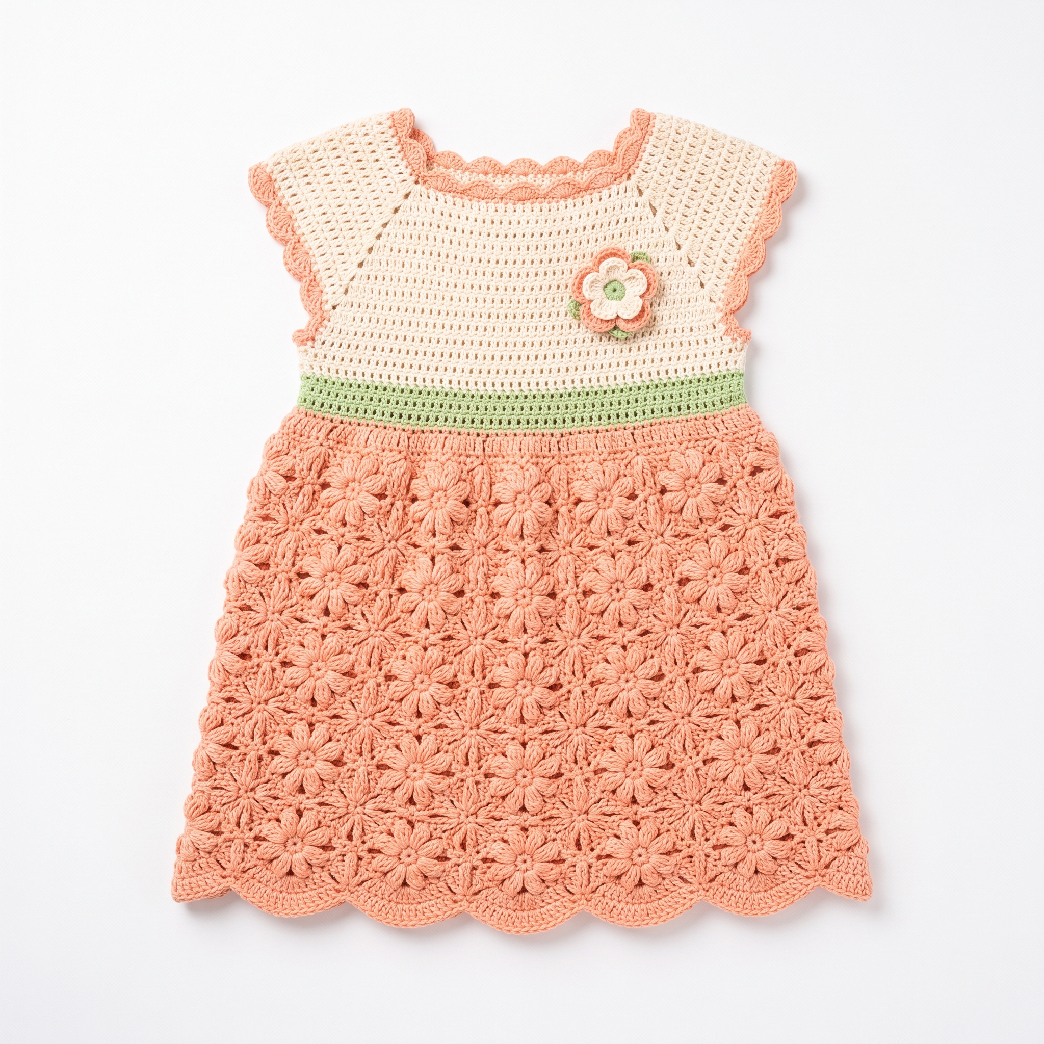Peach Blossom Crochet Toddler Dress Free Pattern