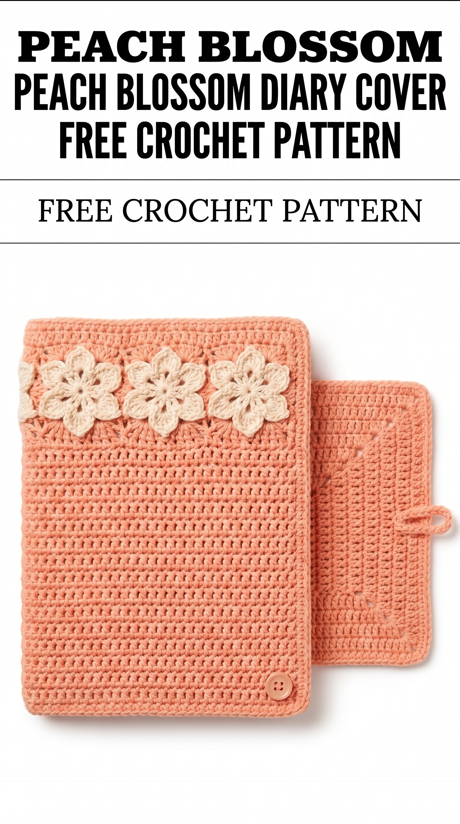 Peach Blossom Diary Cover Free Crochet Pattern