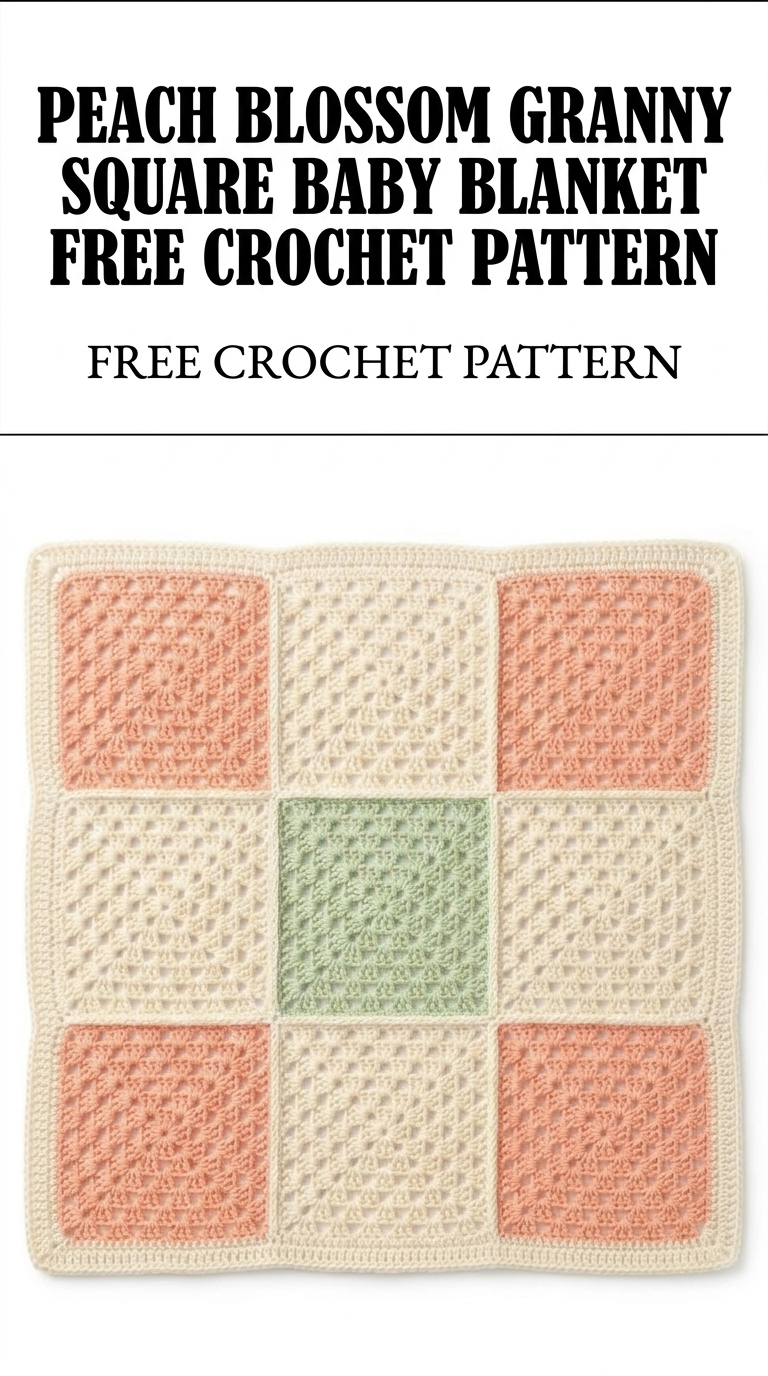 Peach Blossom Granny Square Baby Blanket Free Crochet Pattern