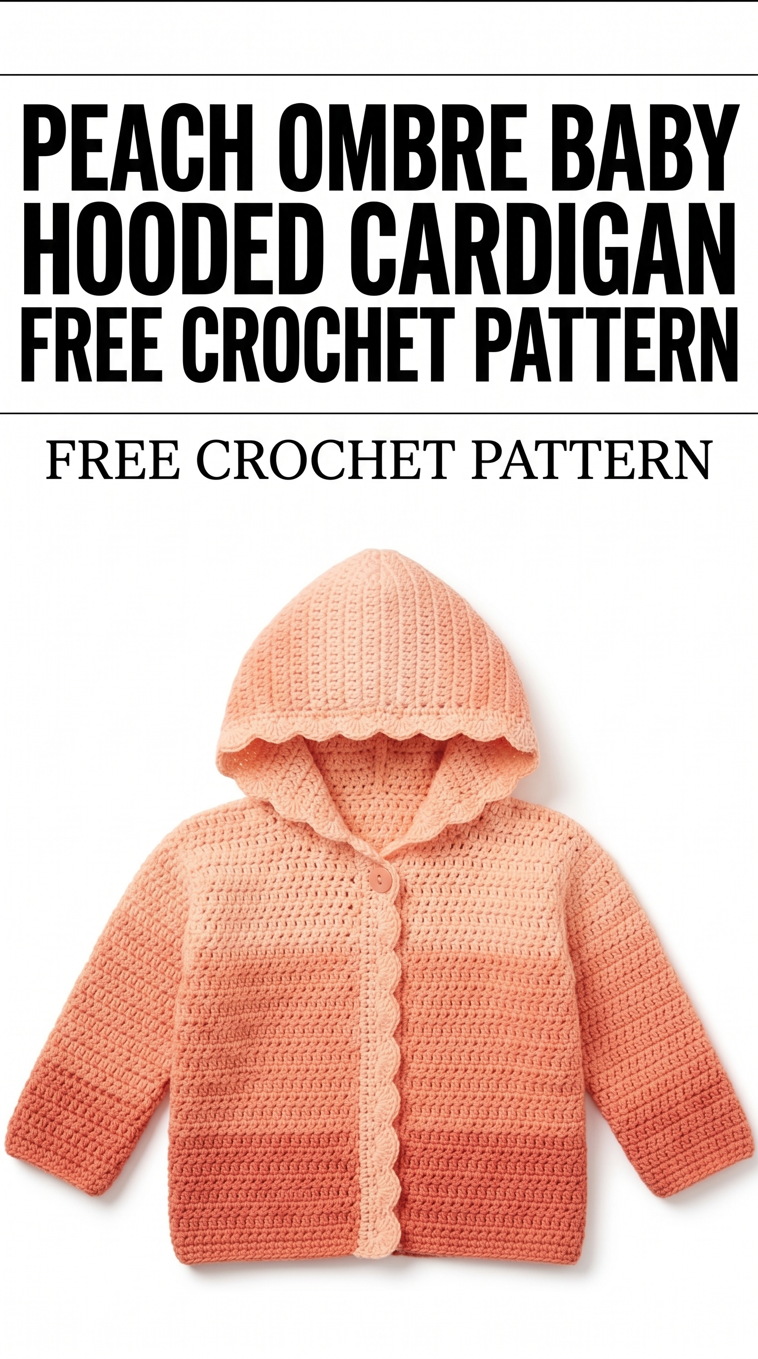 Peach Ombre Baby Hooded Cardigan Free Crochet Pattern