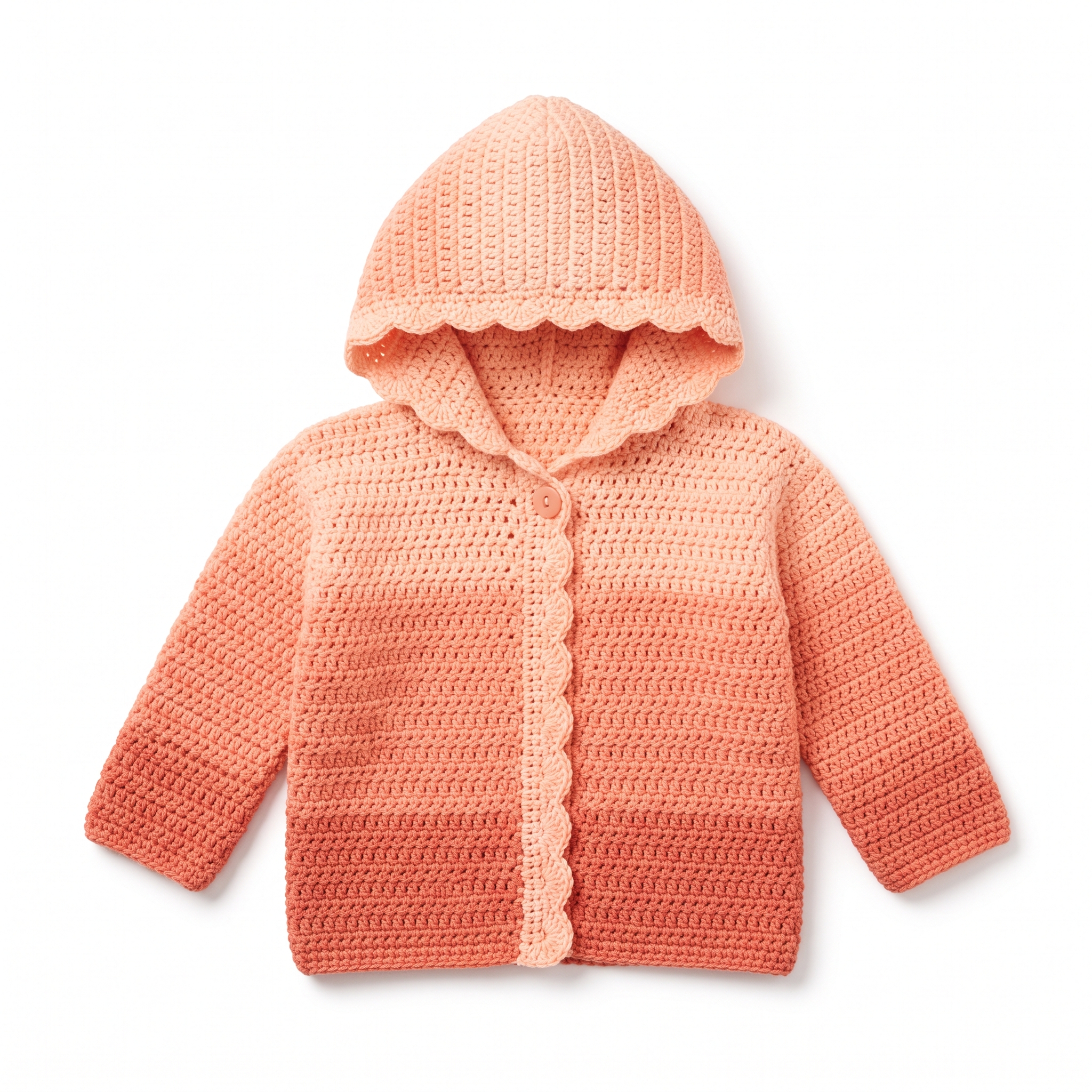 Peach Ombre Baby Hooded Cardigan Free Crochet Pattern
