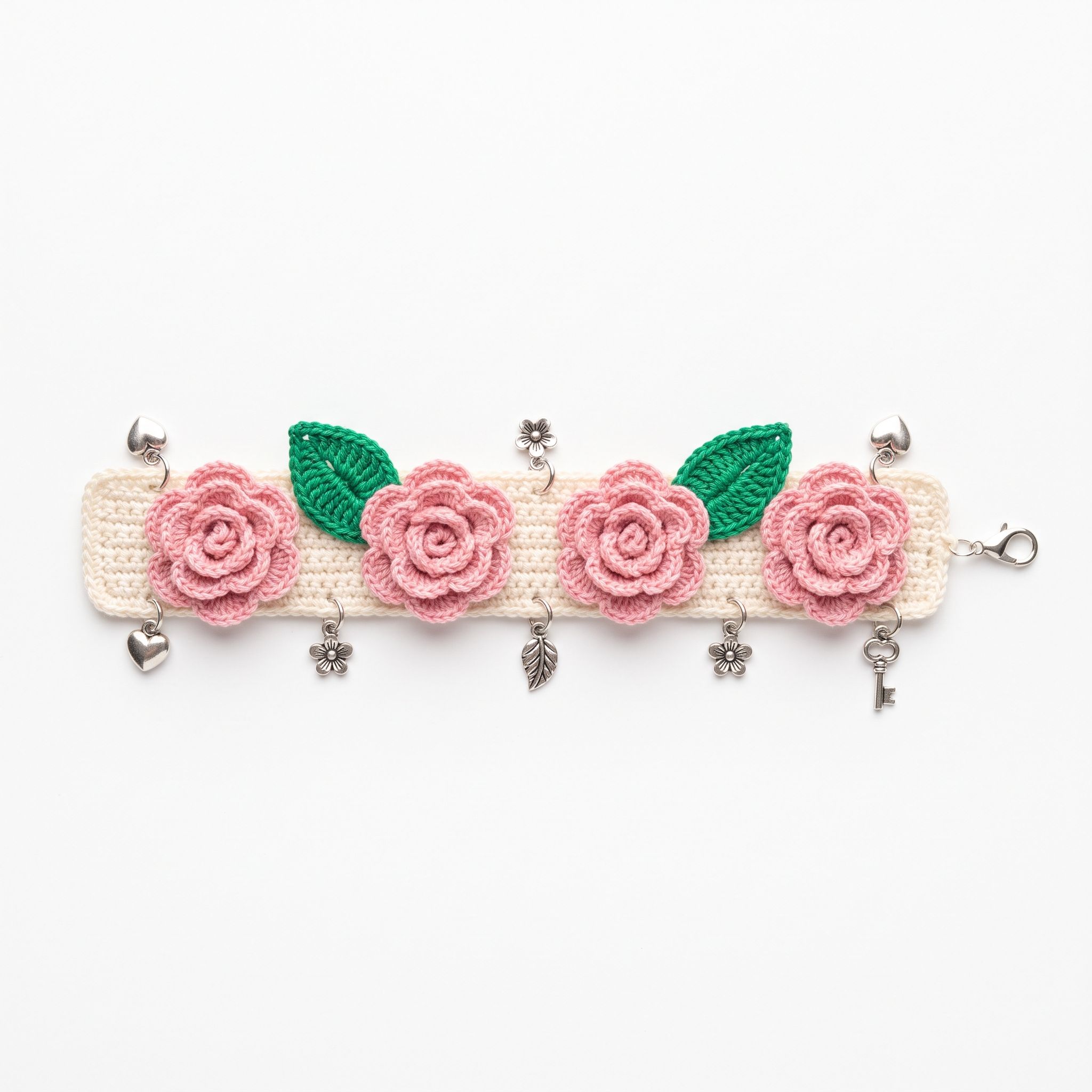 Rose Garden Romance Charm Bracelet Free Crochet Pattern