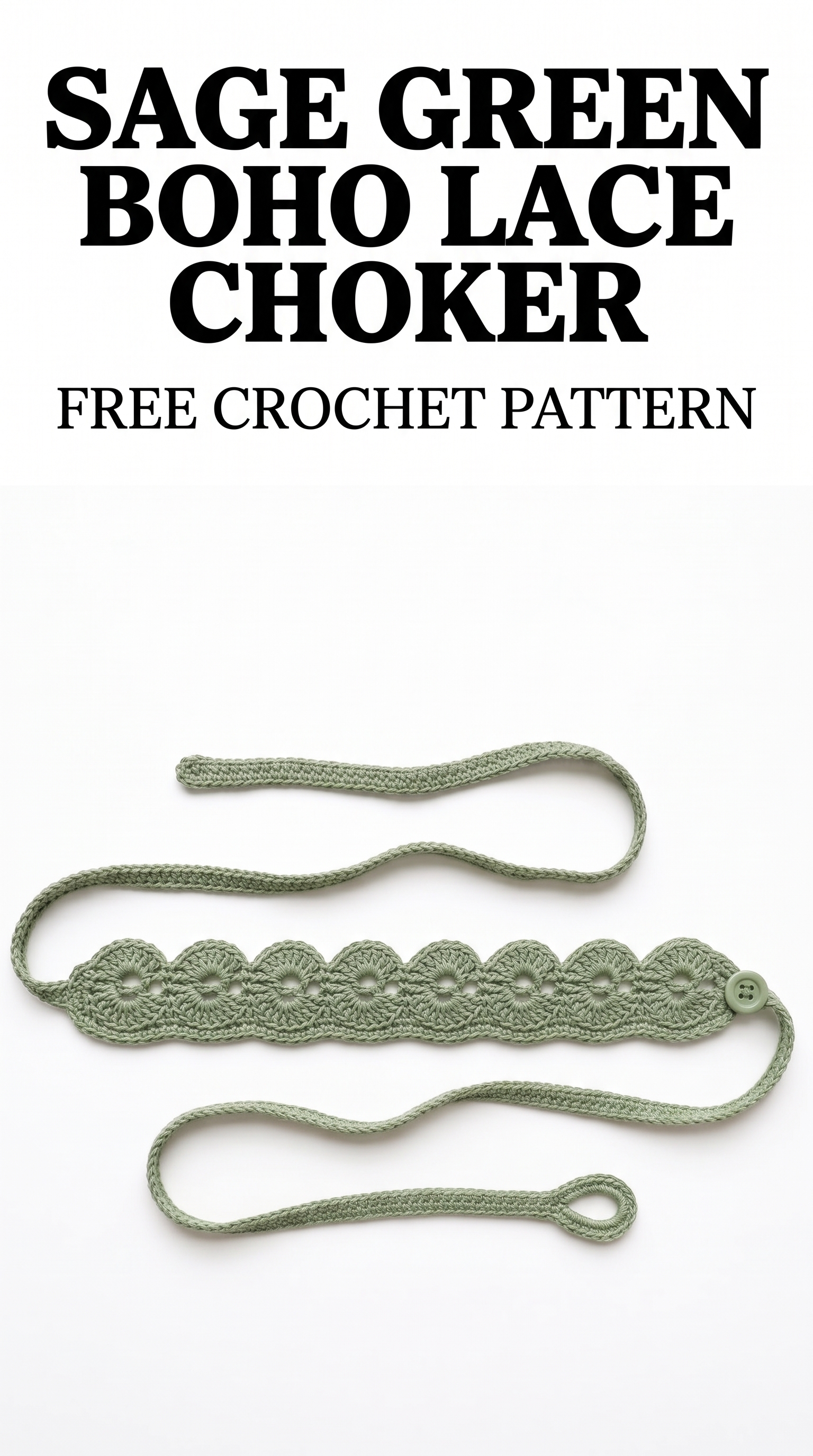 Sage Green Boho Lace Choker Free Crochet Pattern