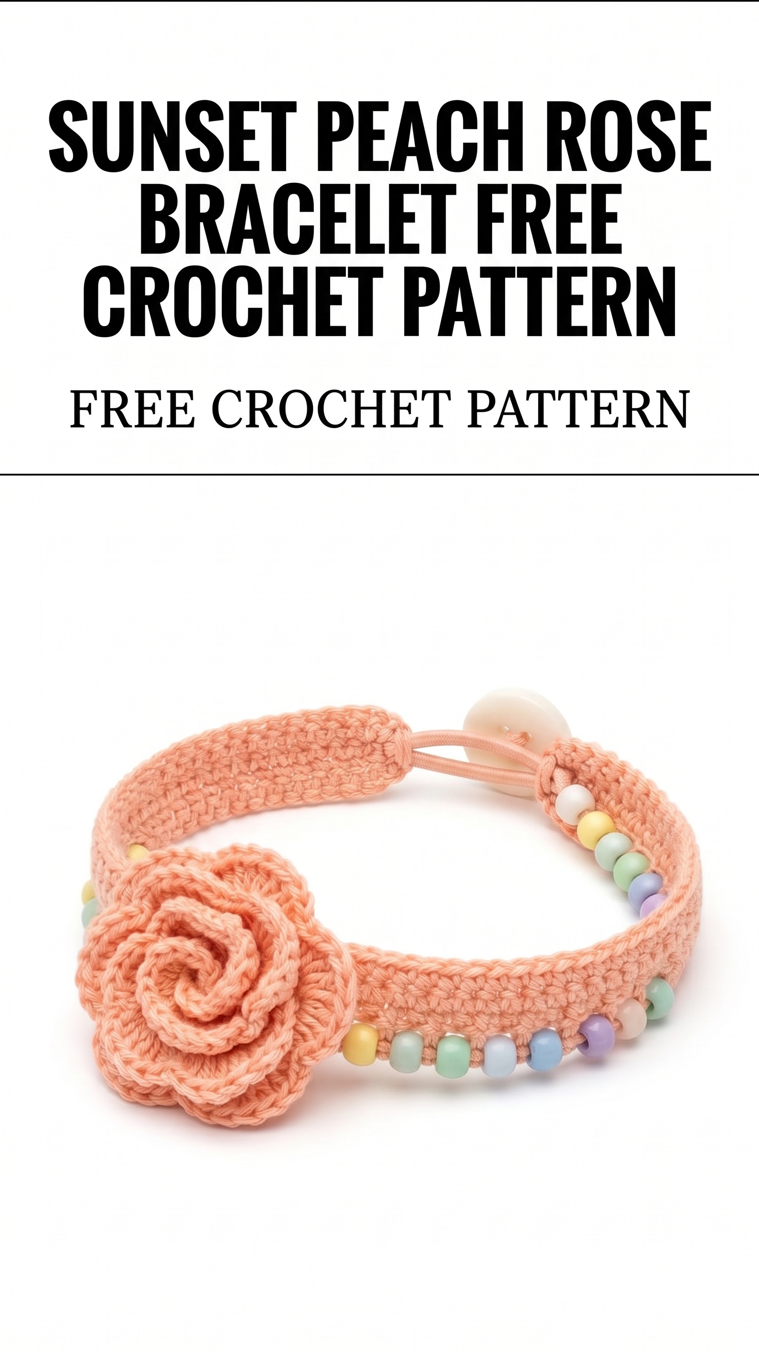 Sunset Peach Rose Bracelet Free Crochet Pattern