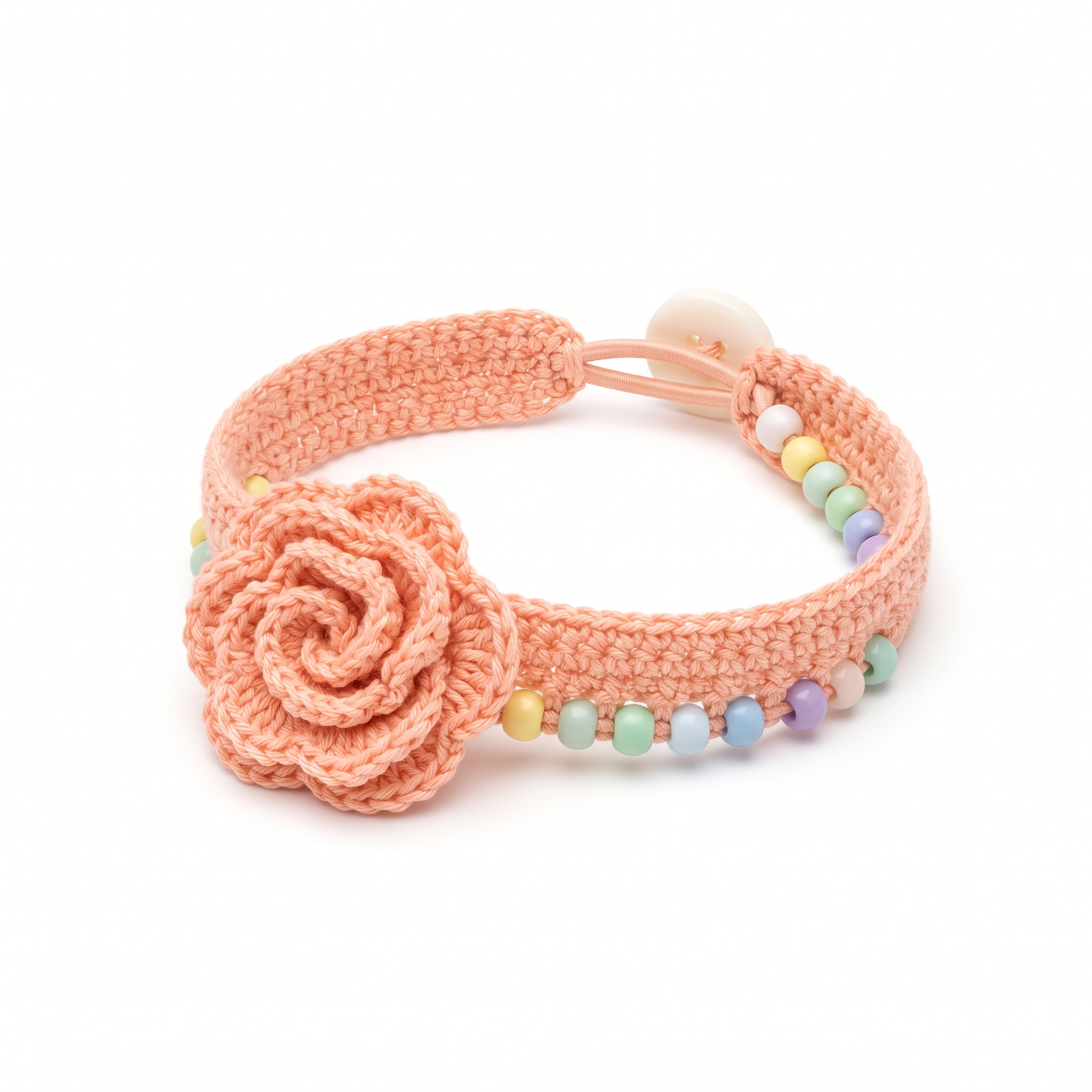 Sunset Peach Rose Bracelet Free Crochet Pattern