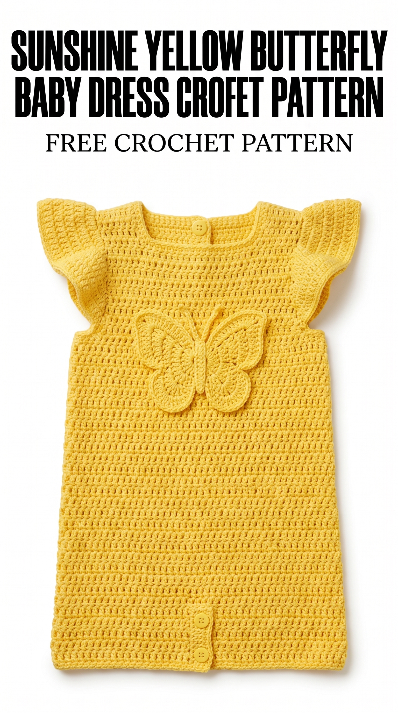 Sunshine Yellow Butterfly Baby Dress Free Crochet Pattern