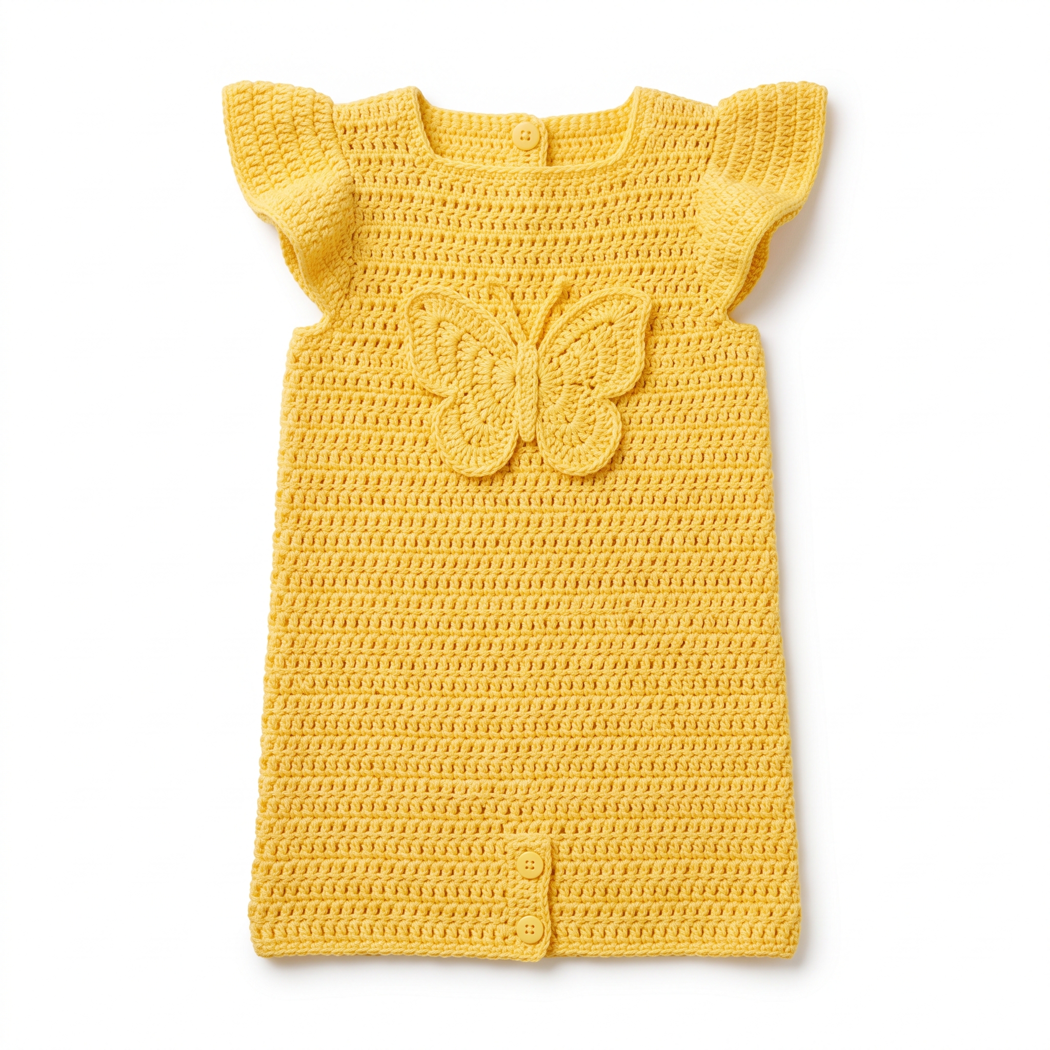 Sunshine Yellow Butterfly Baby Dress Free Crochet Pattern