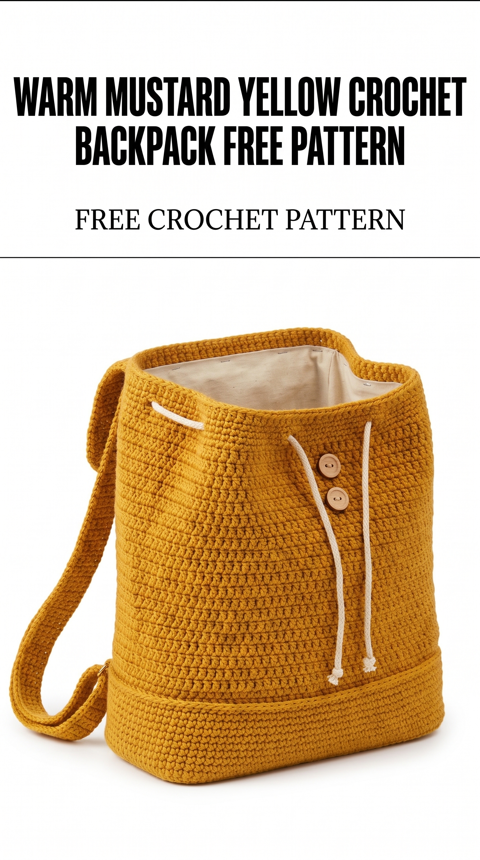 Warm Mustard Yellow Crochet Backpack Free Pattern