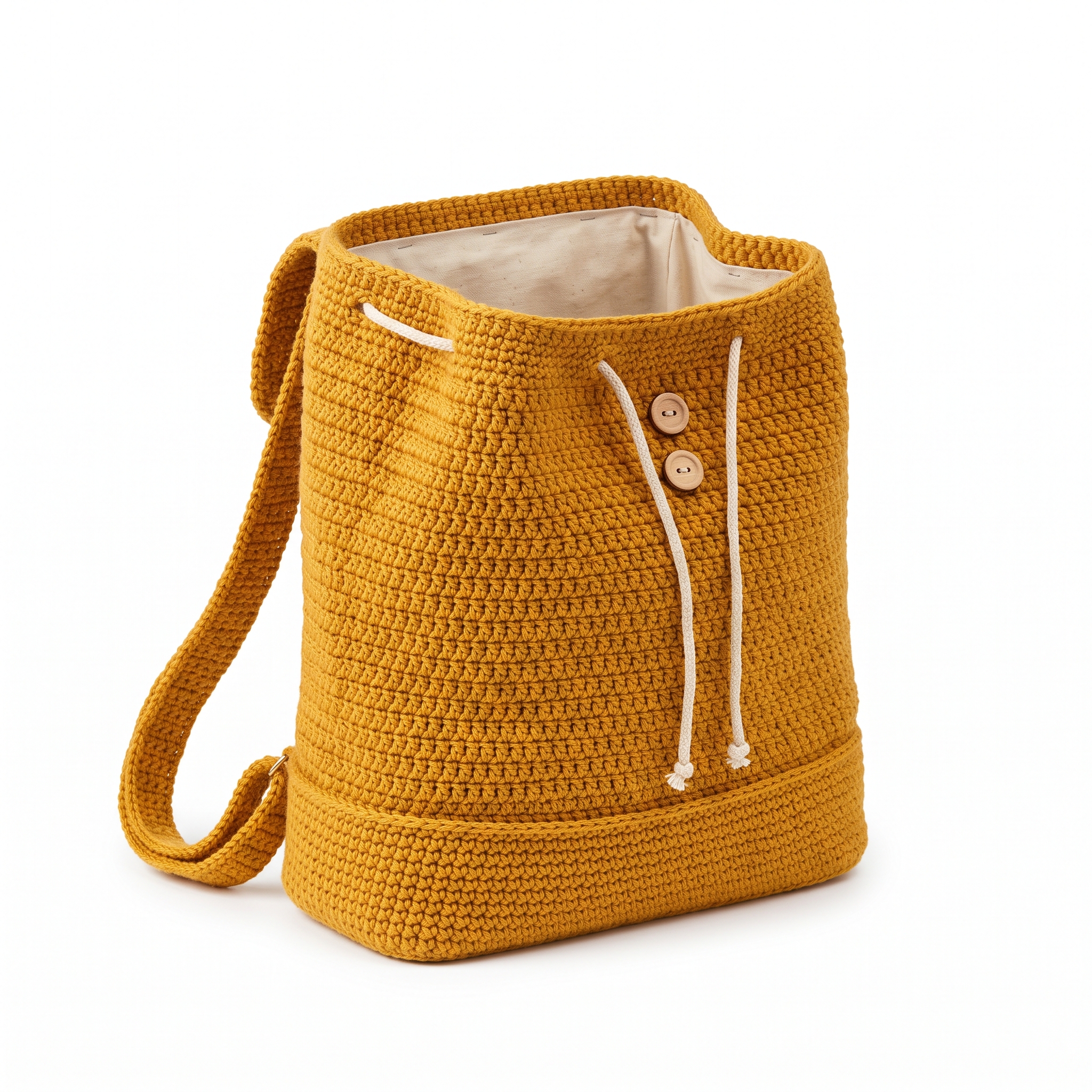 Warm Mustard Yellow Crochet Backpack Free Pattern