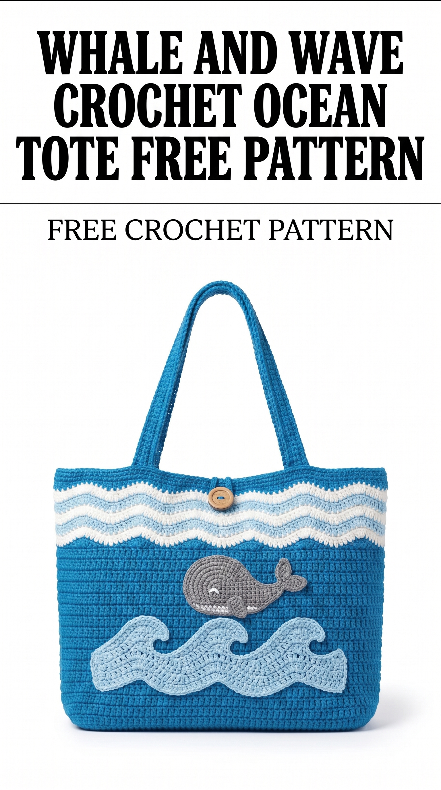 Whale and Wave Crochet Ocean Tote Free Pattern