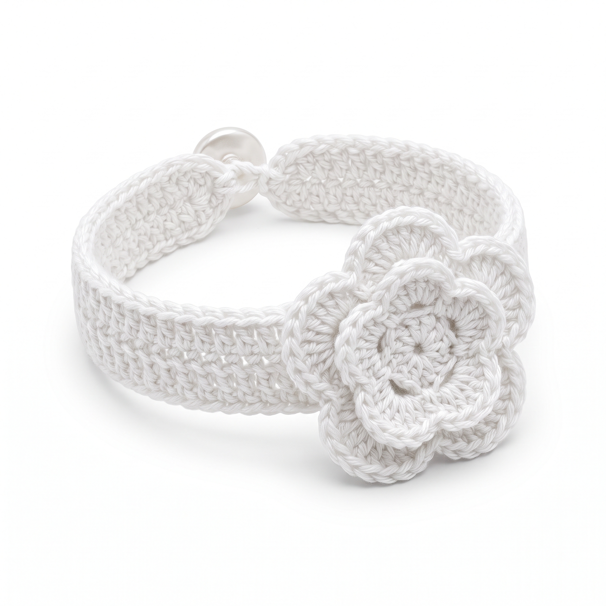 Winter White Camellia Crochet Bracelet Free Pattern
