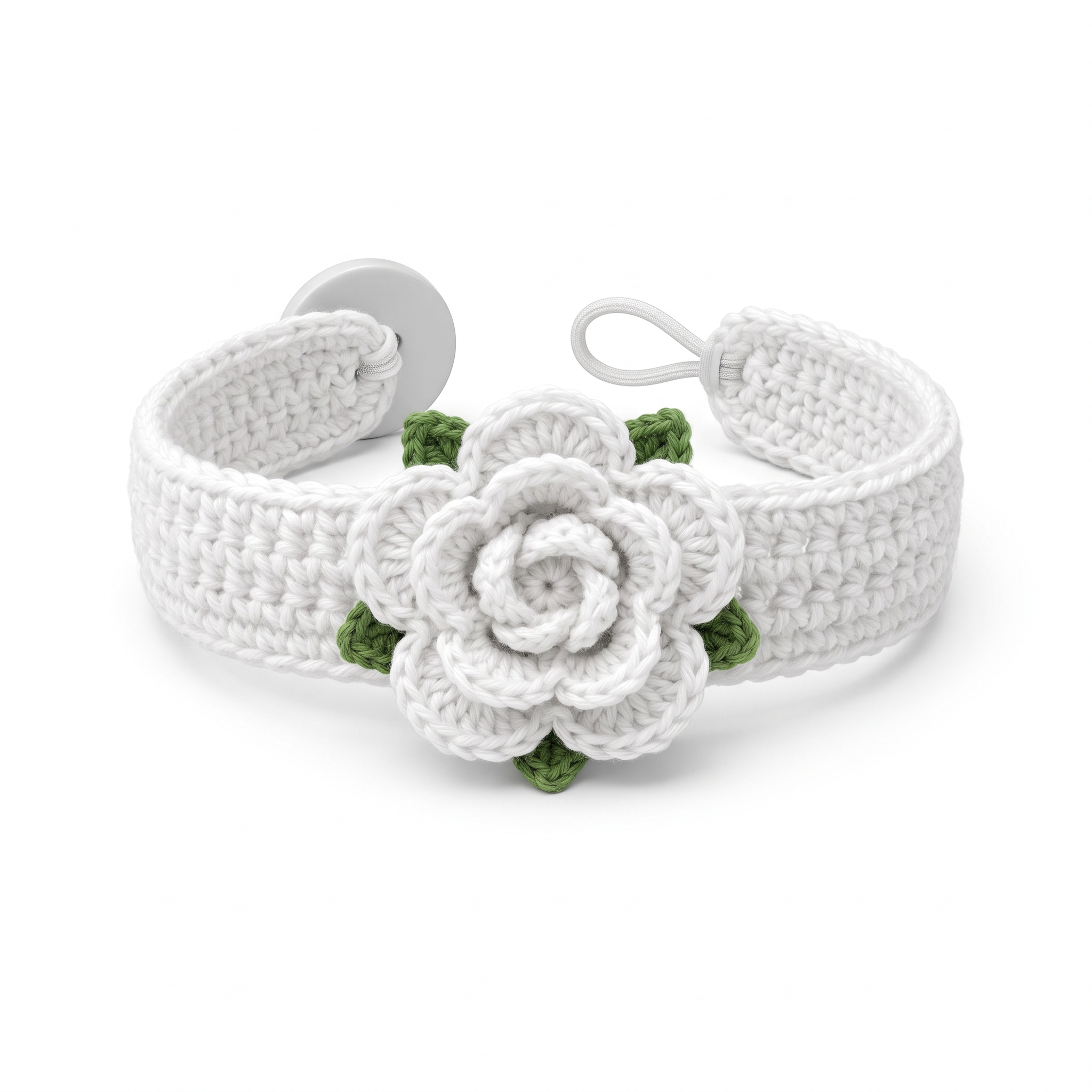 Winter White Rose Bracelet Free Crochet Pattern
