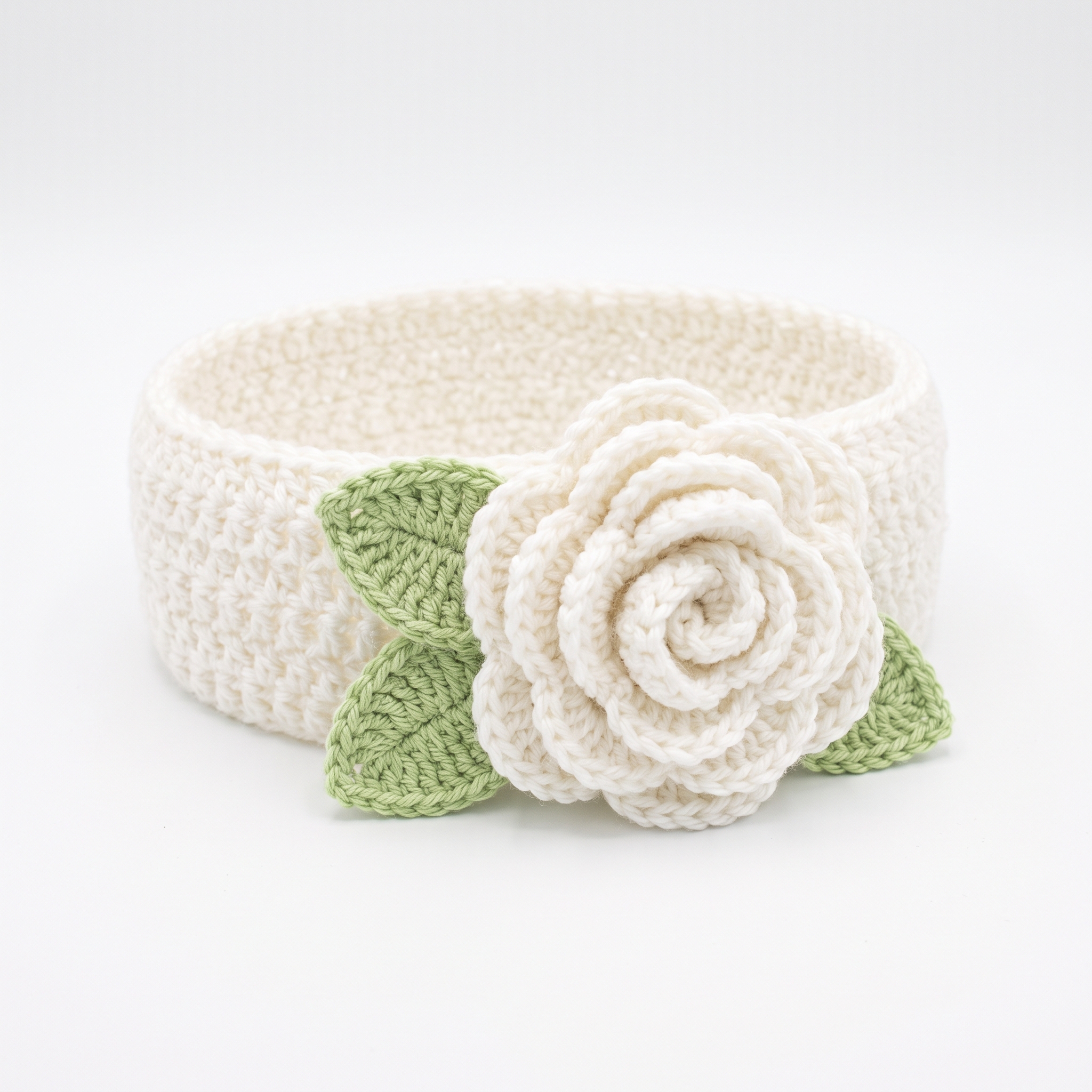 Winter White Rose Crochet Headband Free Crochet Pattern