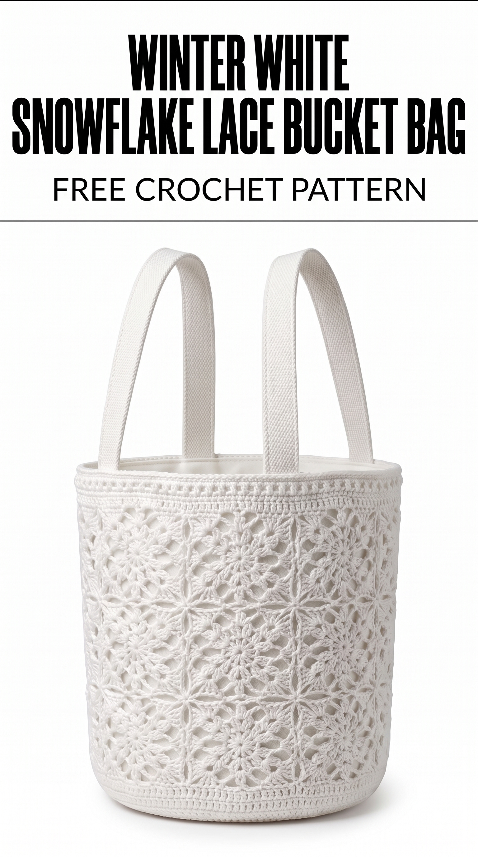 Winter White Snowflake Lace Bucket Bag Free Crochet Pattern